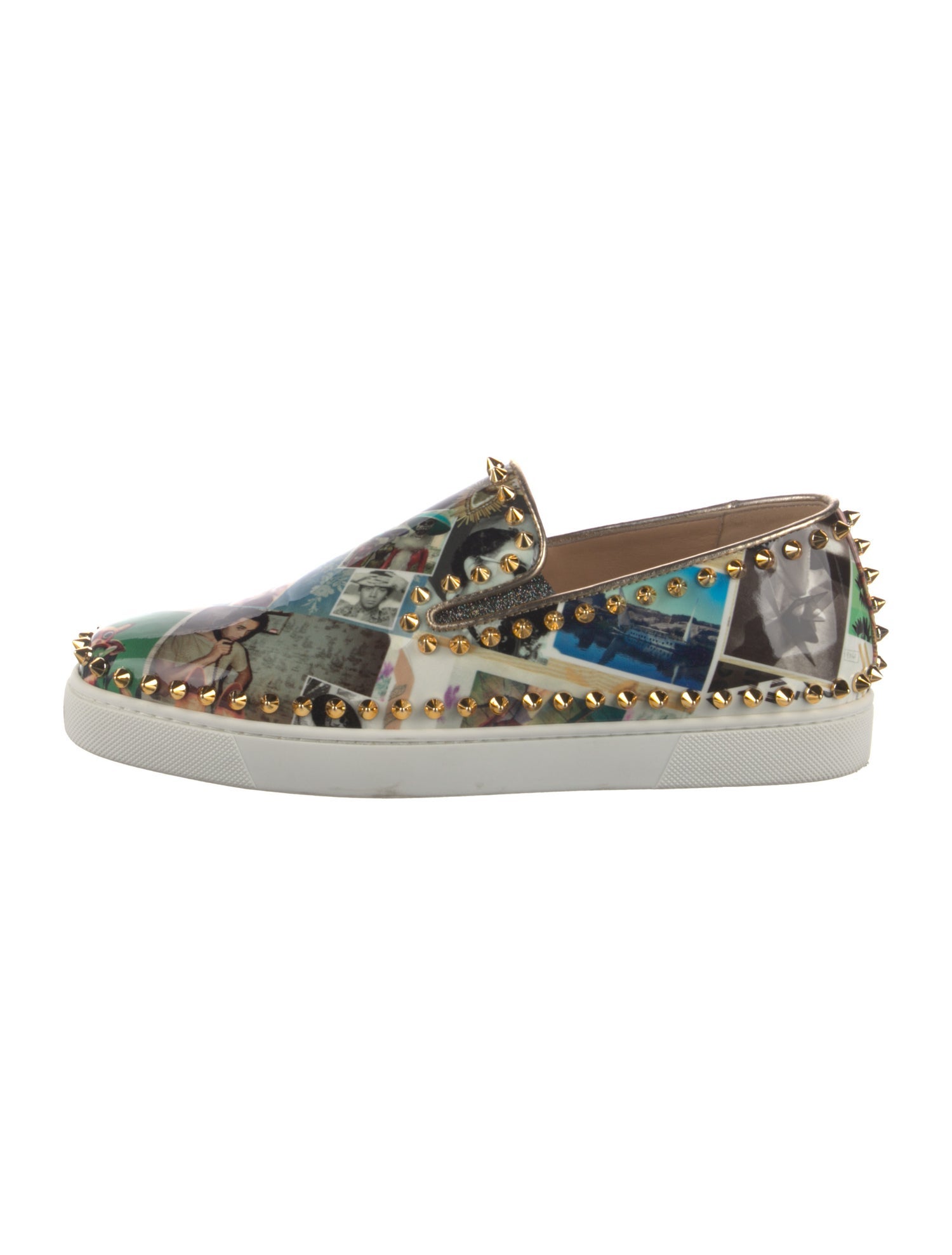 Christian Louboutin Spike Accents Patent Leather Sneakers