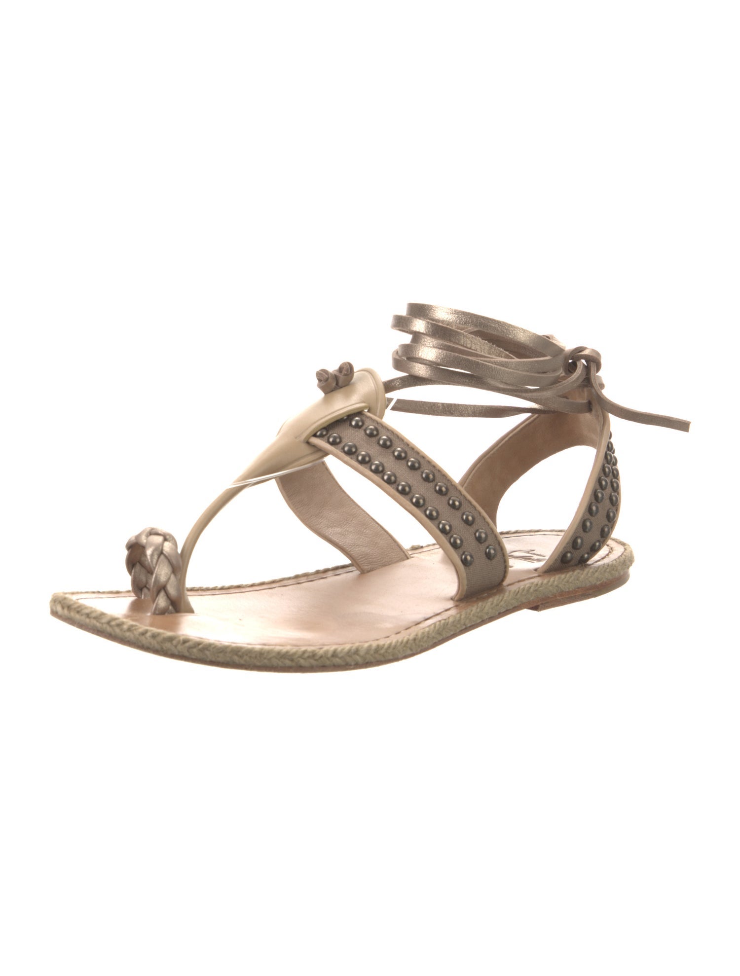 Christian Louboutin Leather Studded Accents Gladiator Sandals