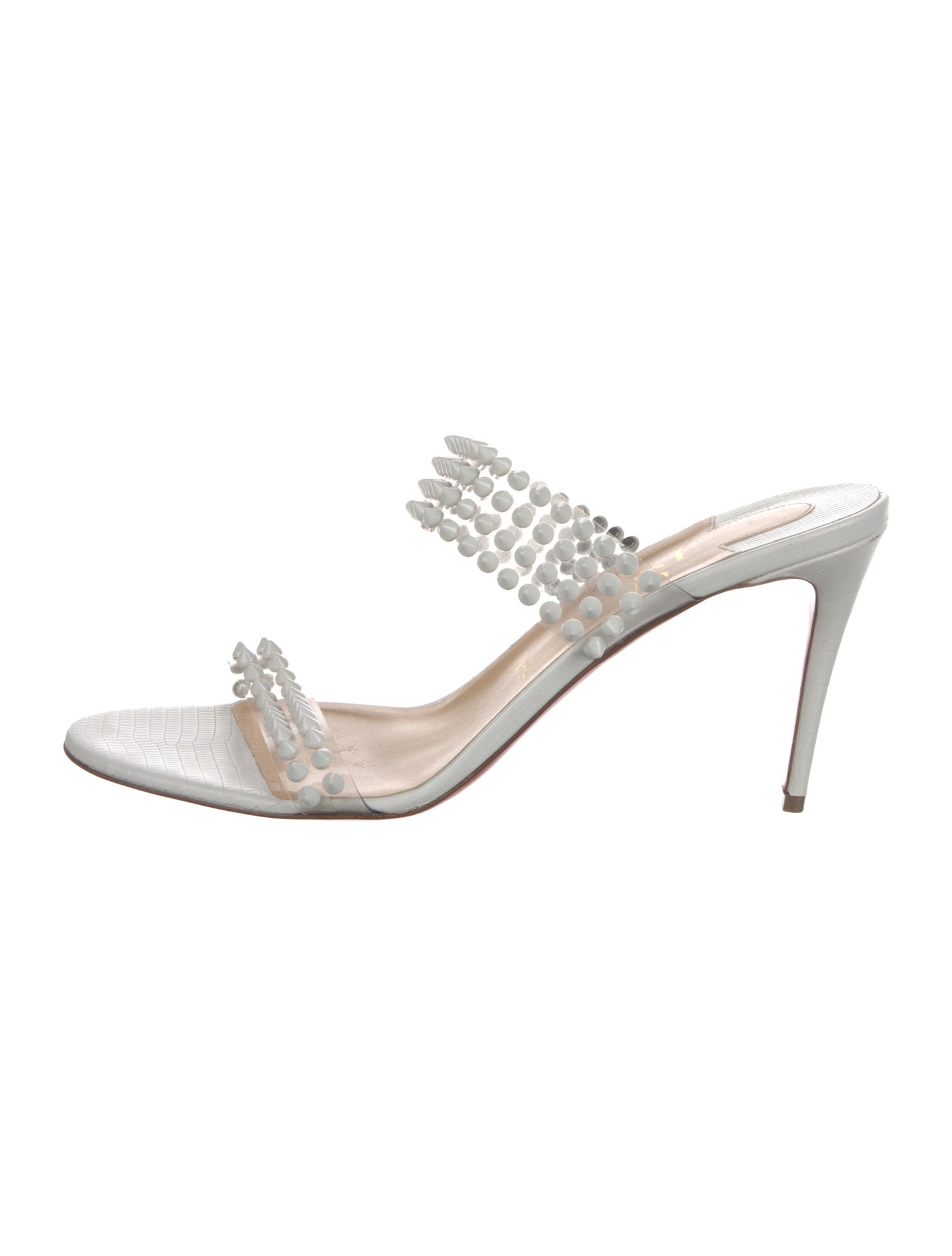 Christian Louboutin Spike Accents Embossed Leather Slides