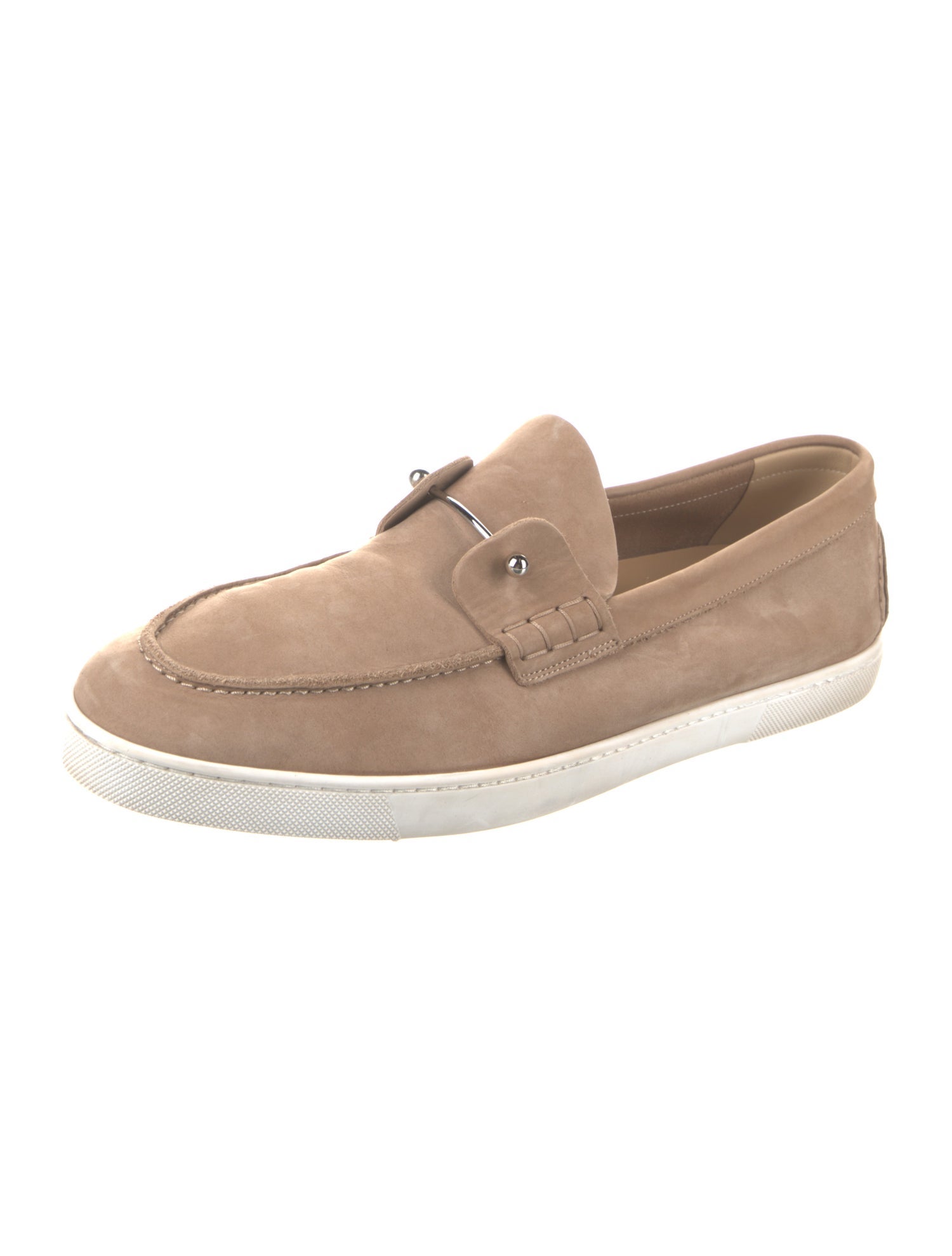 Christian Louboutin Spike Accents Suede Boat Shoes