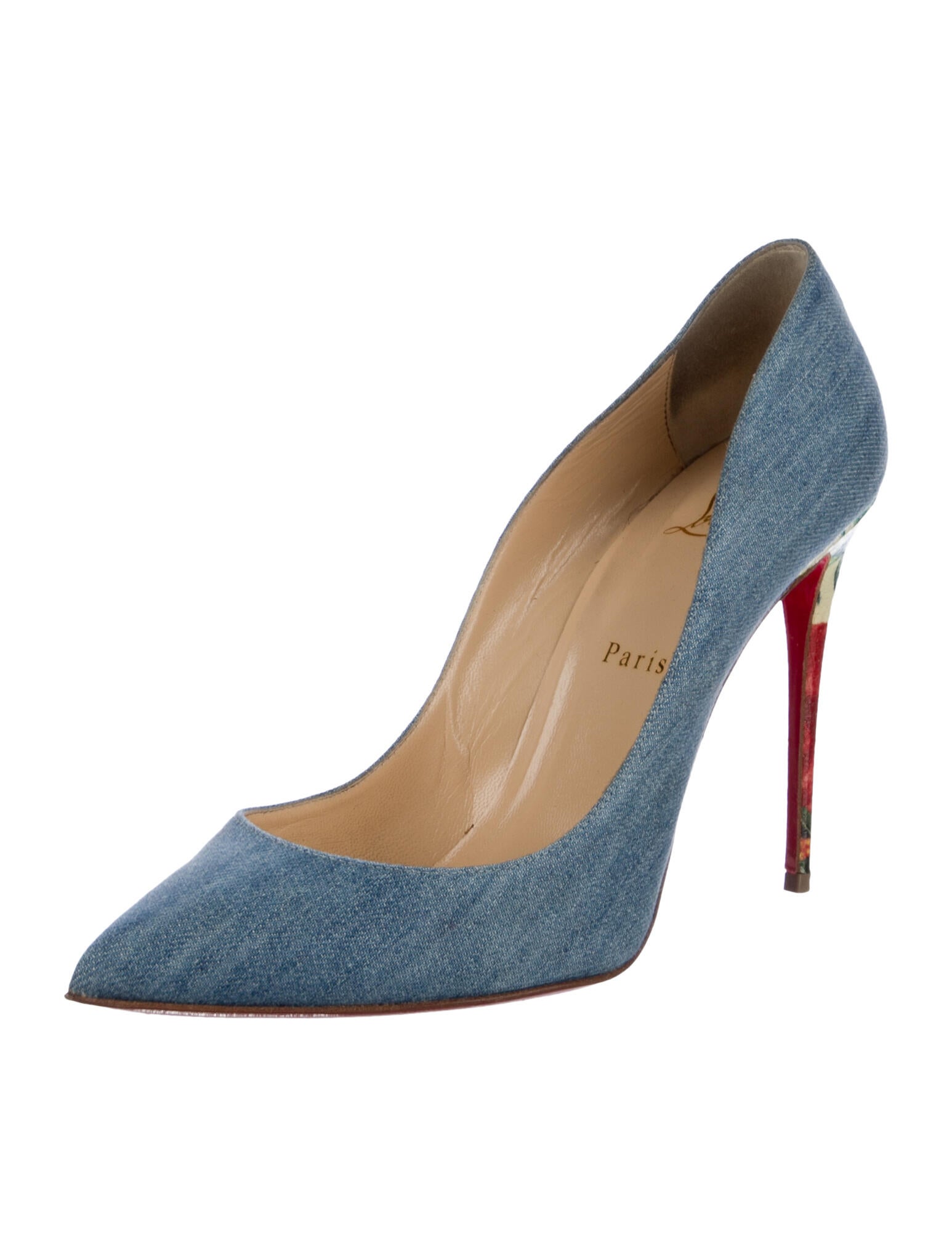 Christian Louboutin Denim Graphic Print Pumps