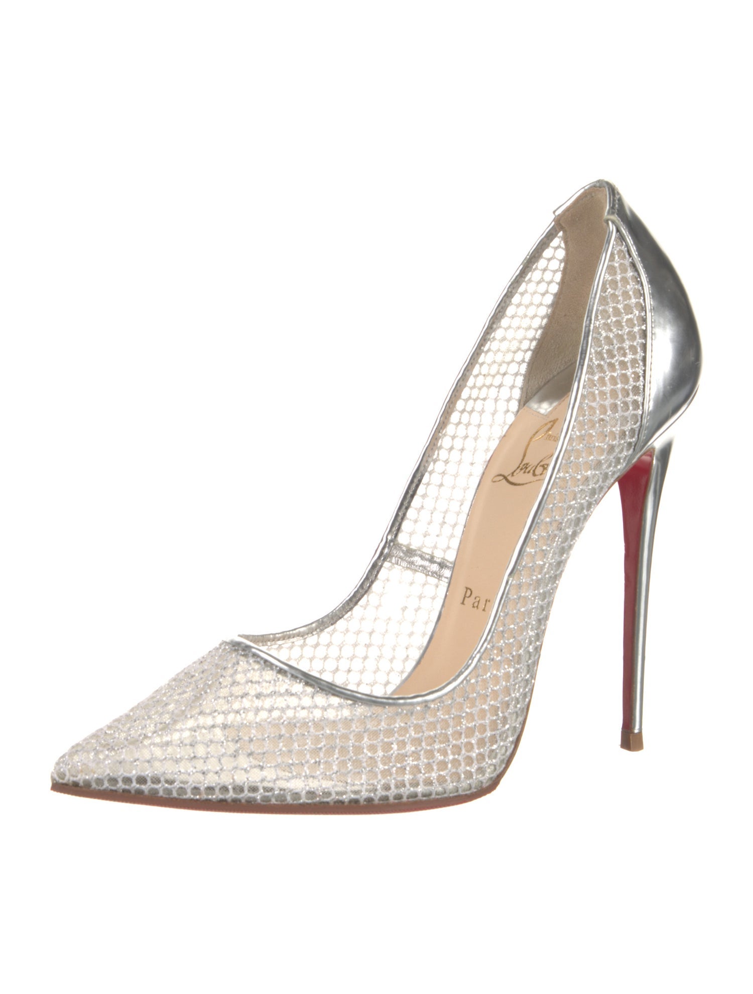 Christian Louboutin Mesh Glitter Accents Pumps