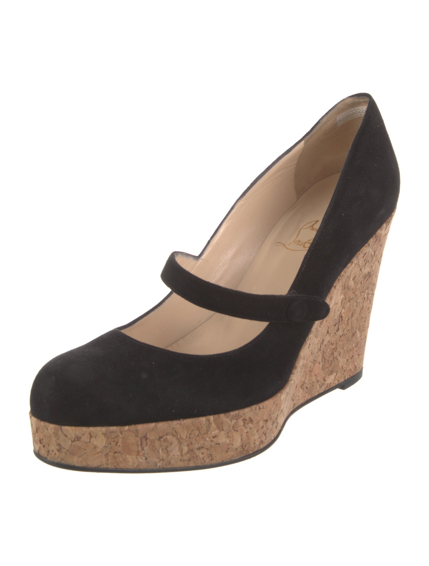 Christian Louboutin Suede Leather Trim Embellishment Pumps