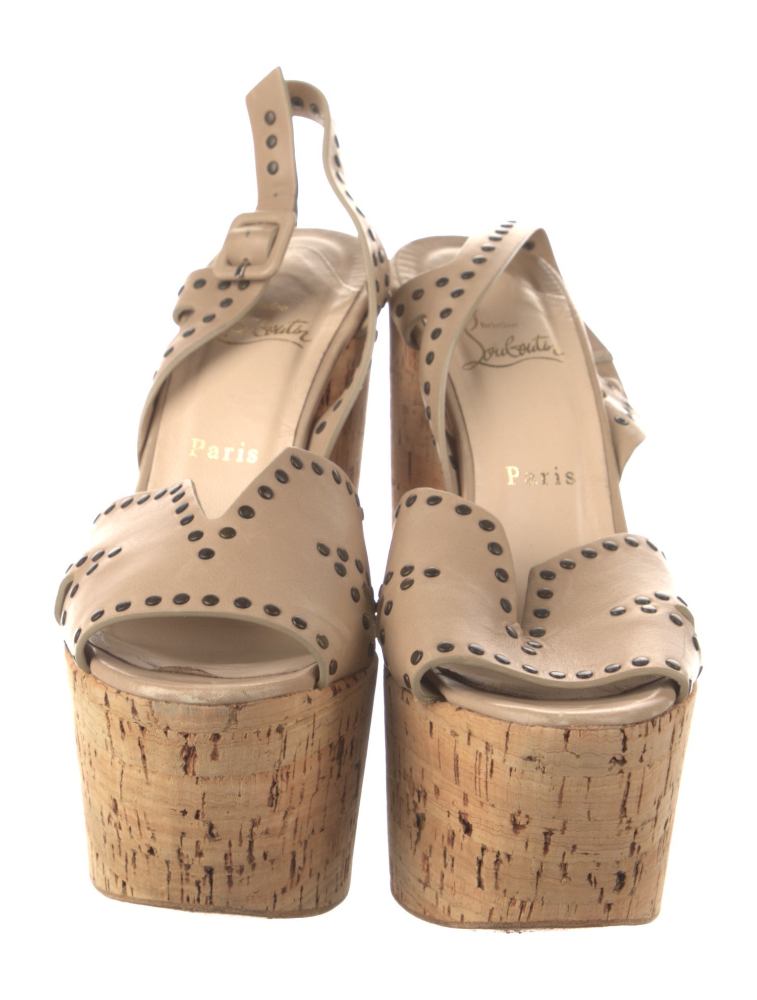 Christian Louboutin Leather Polka Dot Print Slingback Sandals