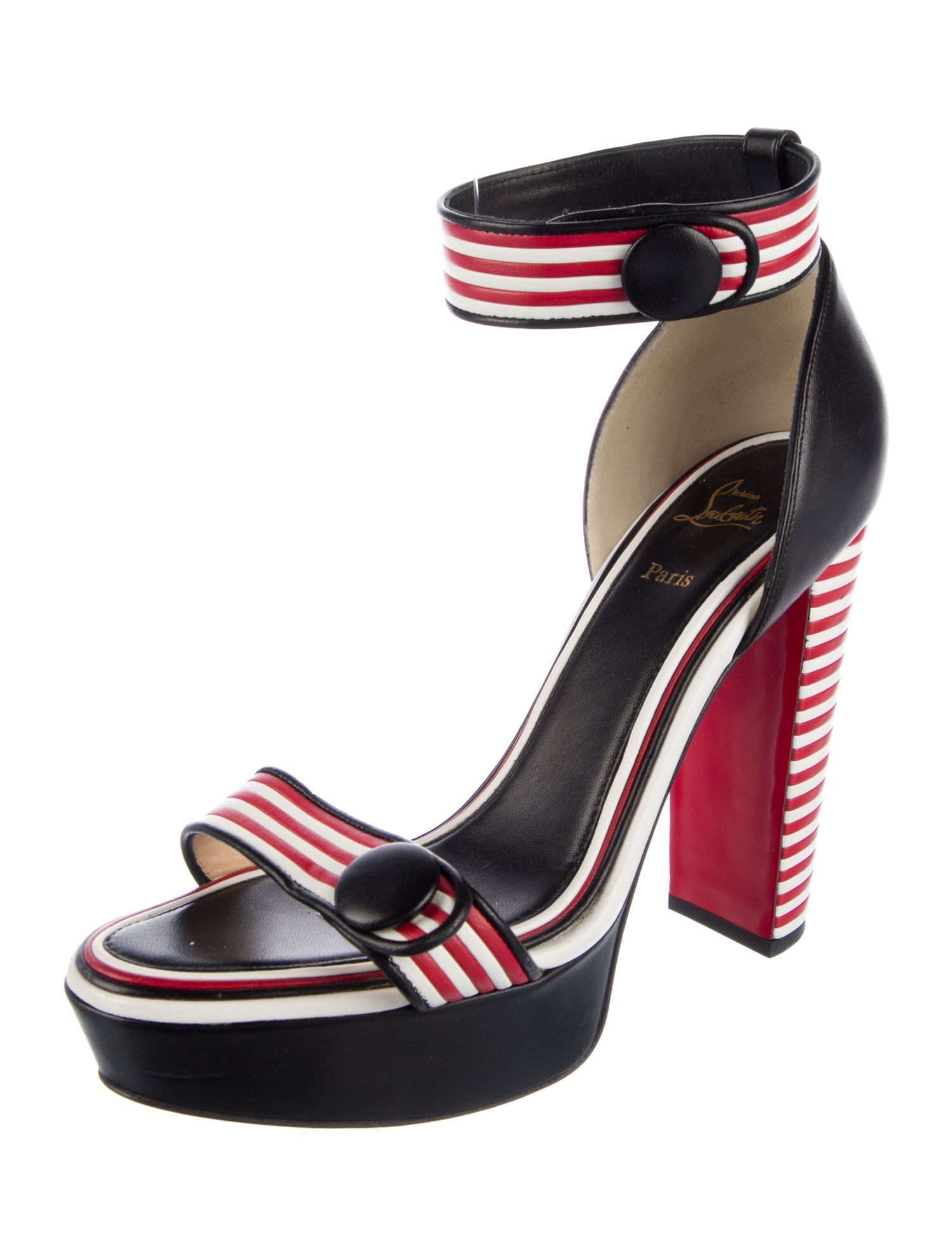 Christian Louboutin Leather Striped Sandals