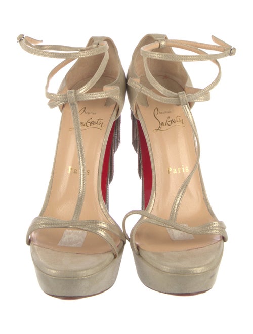 Christian Louboutin Suede Glitter Accents T-Strap Sandals