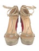 Christian Louboutin Suede Glitter Accents T-Strap Sandals