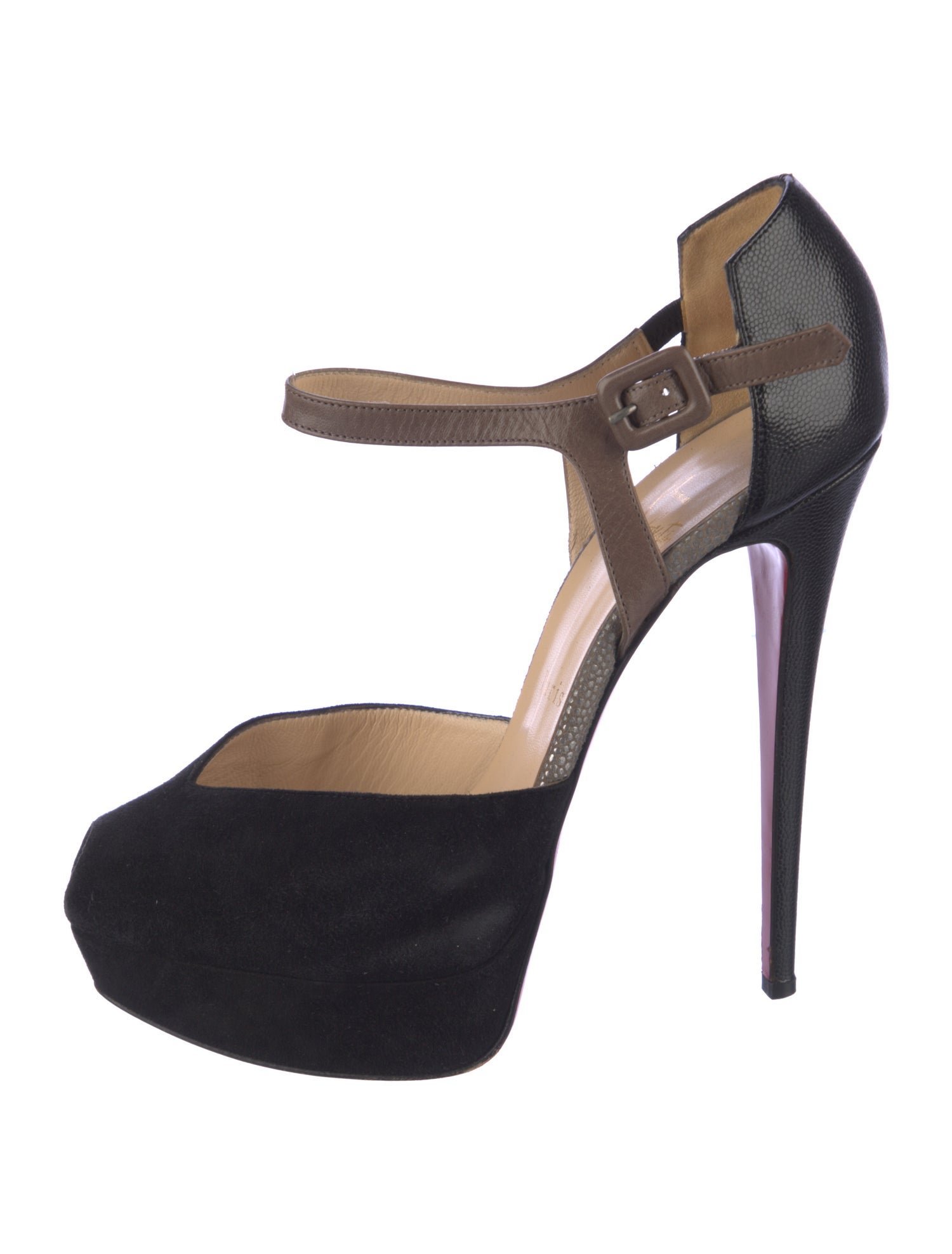 Christian Louboutin Suede Colorblock Pattern D'Orsay Pumps