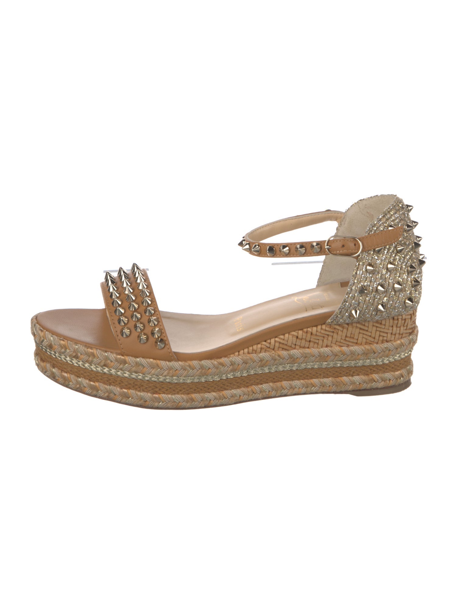 Christian Louboutin Spike Accents Leather Espadrilles