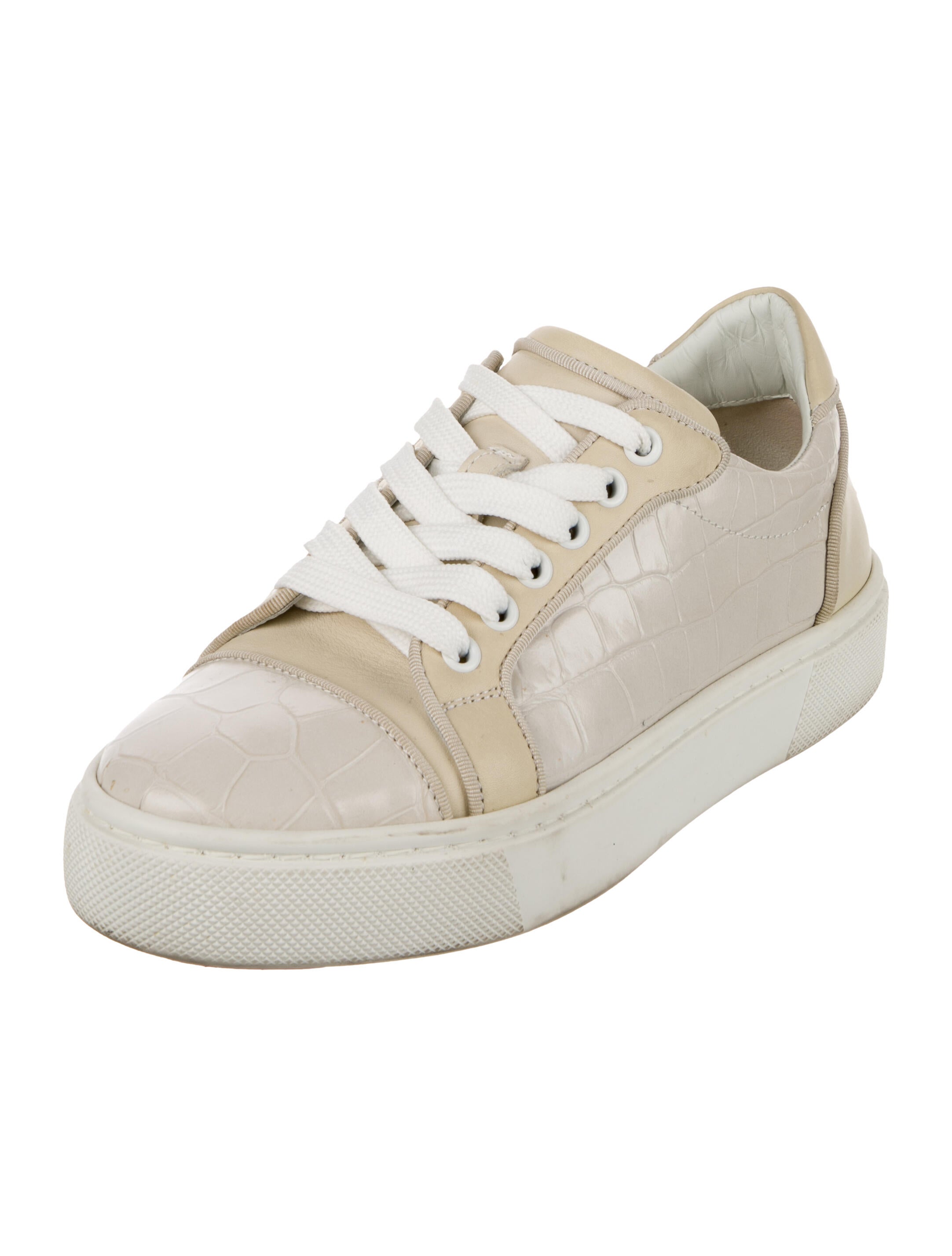 Christian Louboutin Leather Colorblock Pattern Sneakers