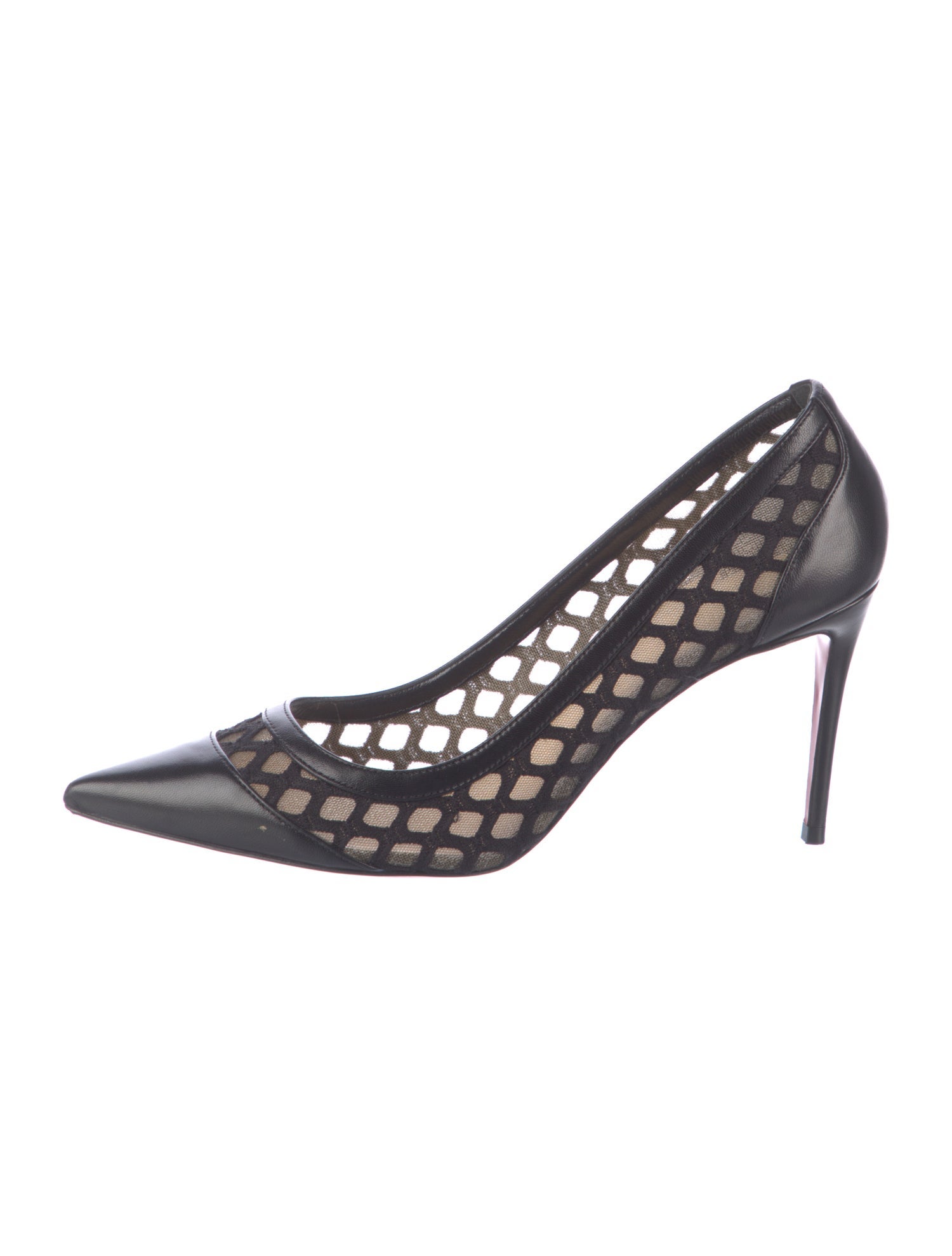 Christian Louboutin Leather Mesh Accents Pumps