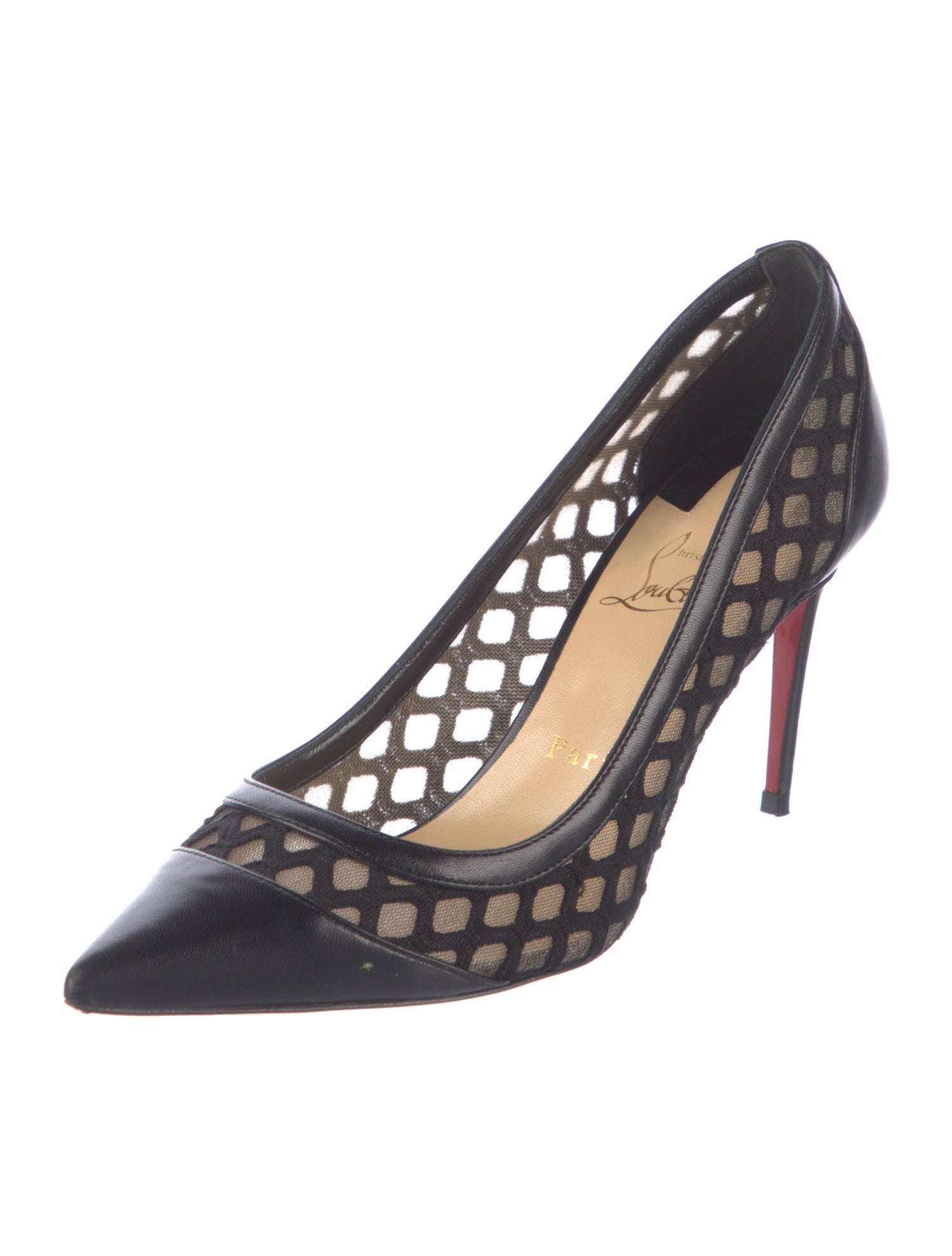 Christian Louboutin Leather Mesh Accents Pumps