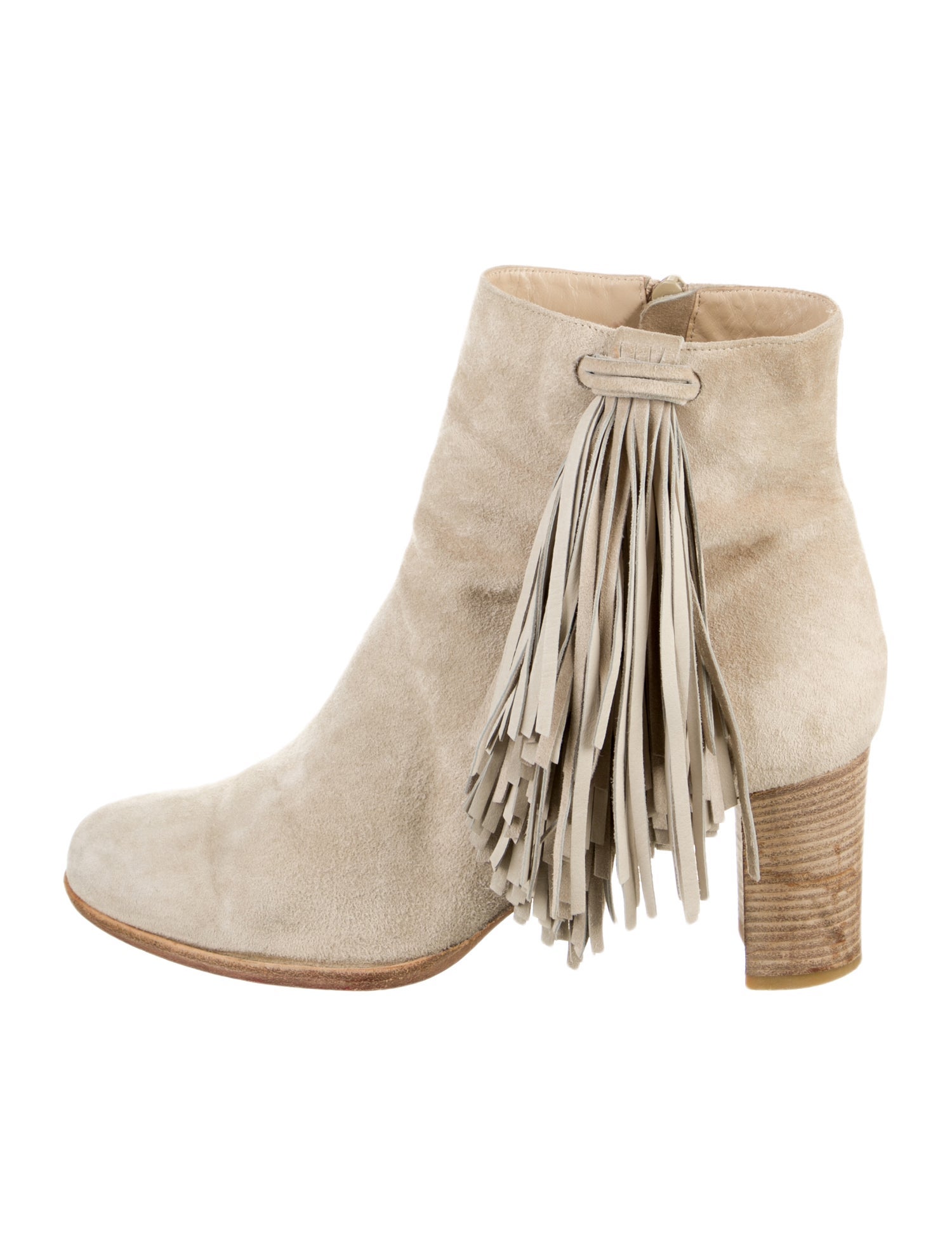 Christian Louboutin Suede Fringe Trim Accent Boots