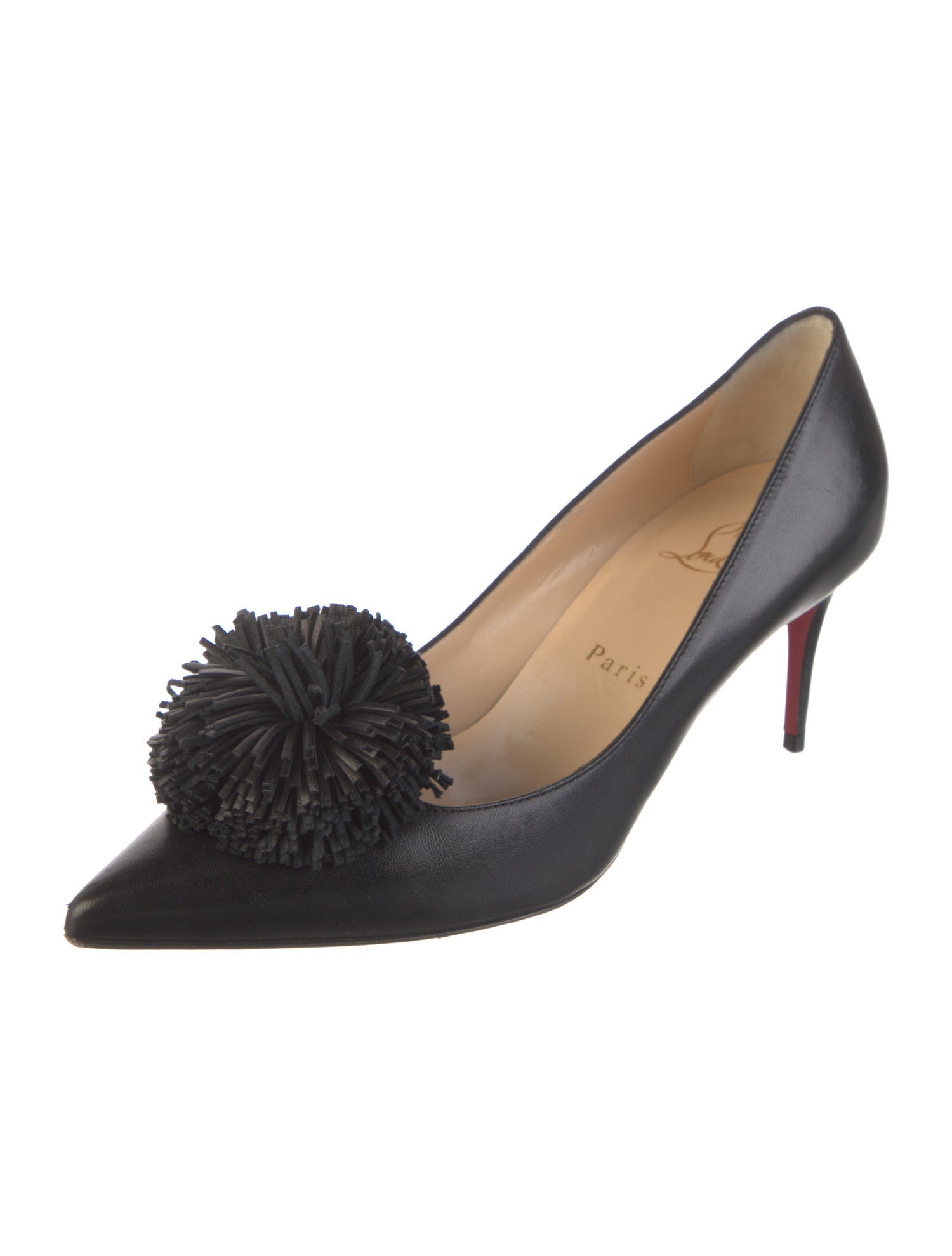 Christian Louboutin Leather Pom-Pom Embellishments Pumps
