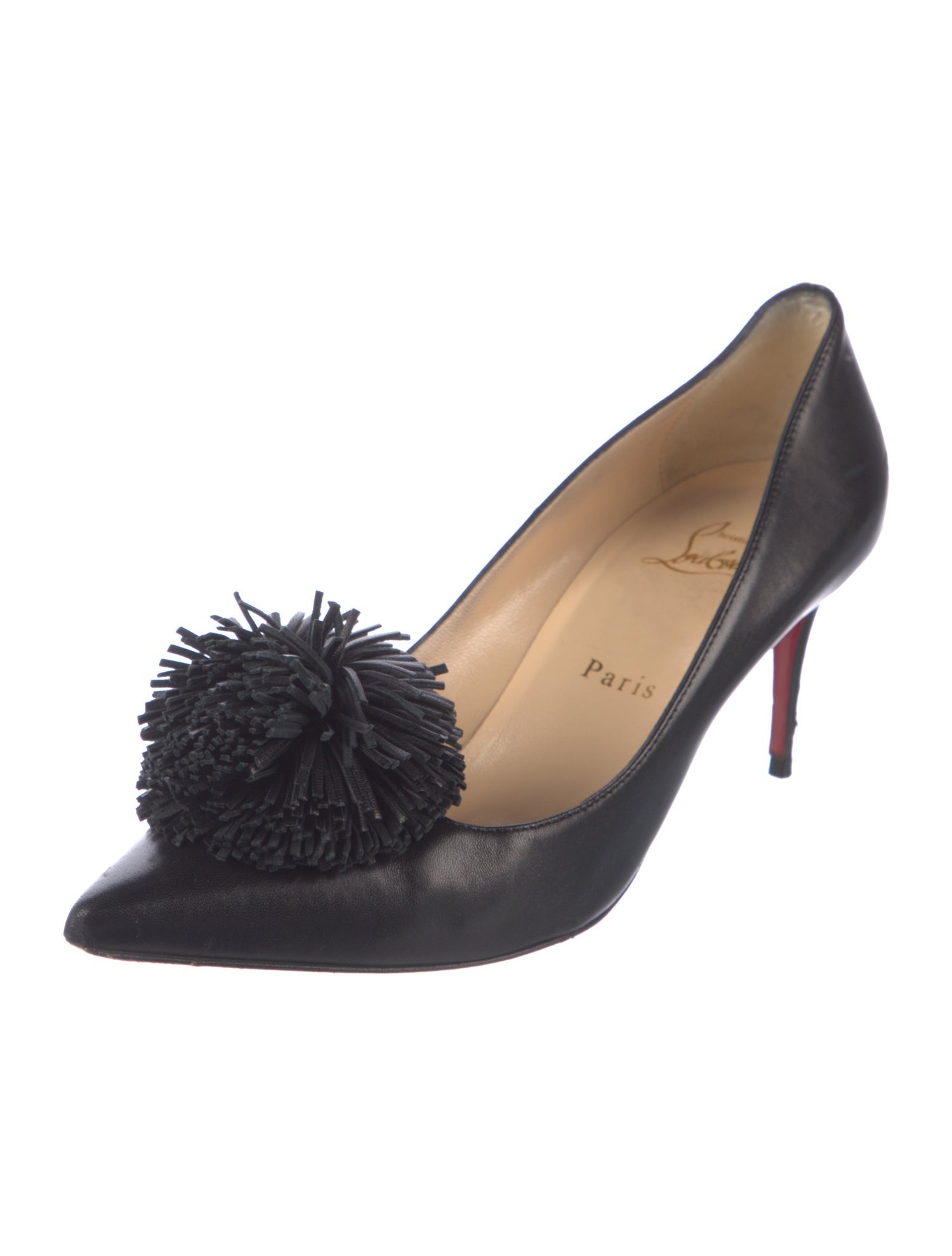 Christian Louboutin Leather Pom-Pom Embellishments Pumps