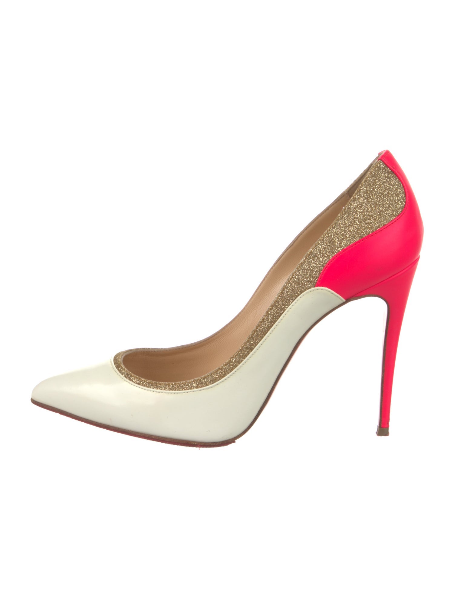 Christian Louboutin Leather Colorblock Pattern Pumps