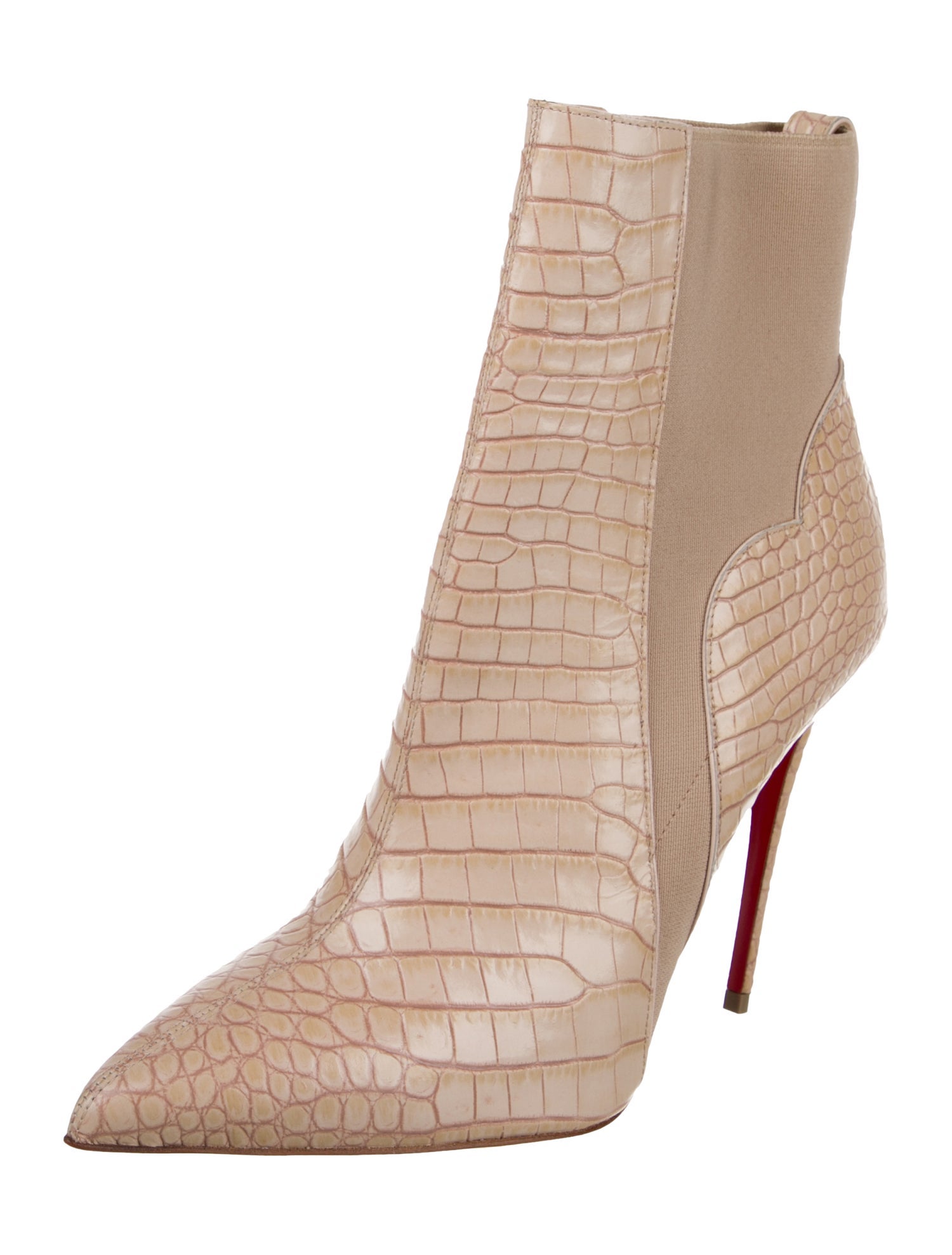 Christian Louboutin Embossed Leather Colorblock Pattern Chelsea Boots