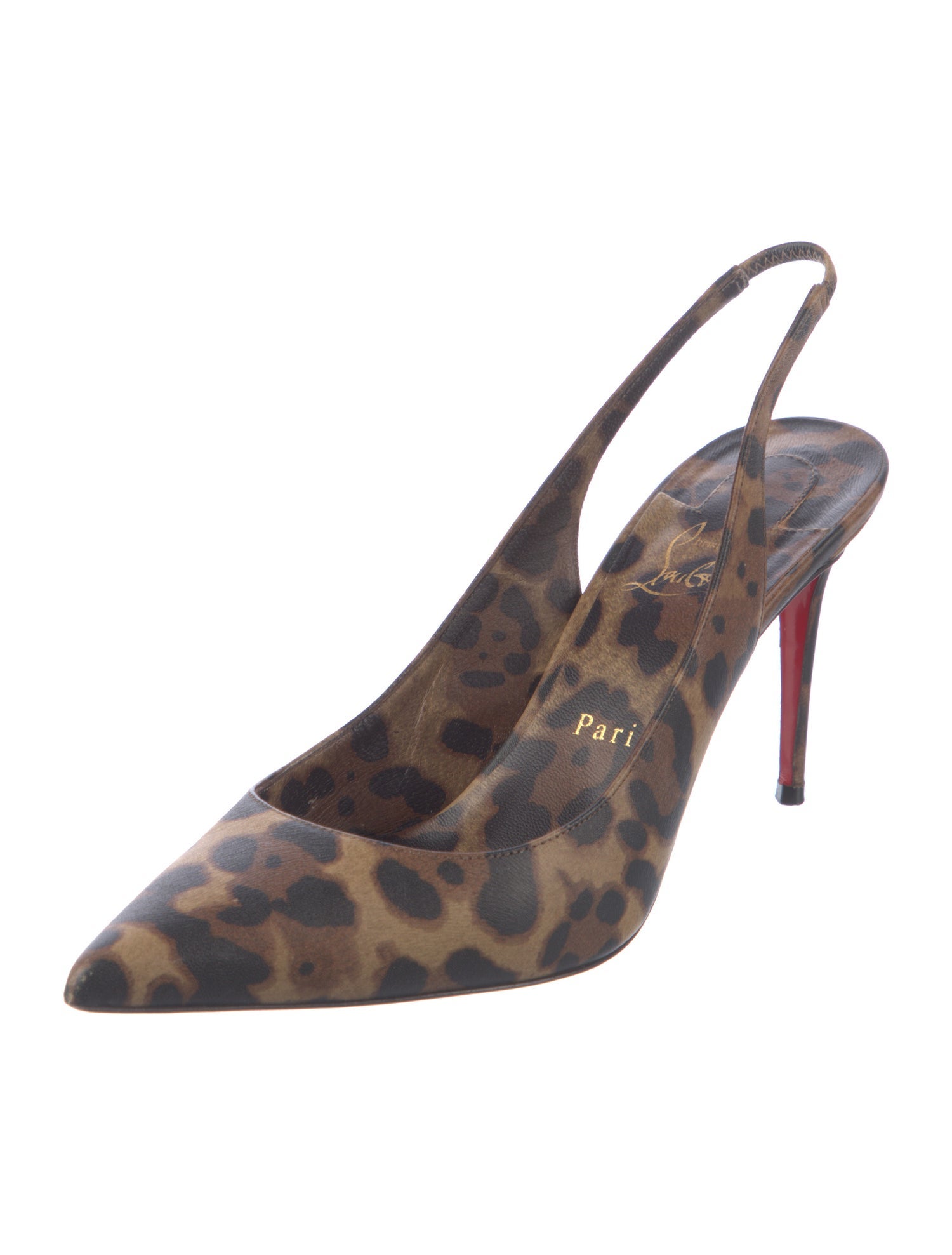 Christian Louboutin Leather Animal Print Slingback Pumps