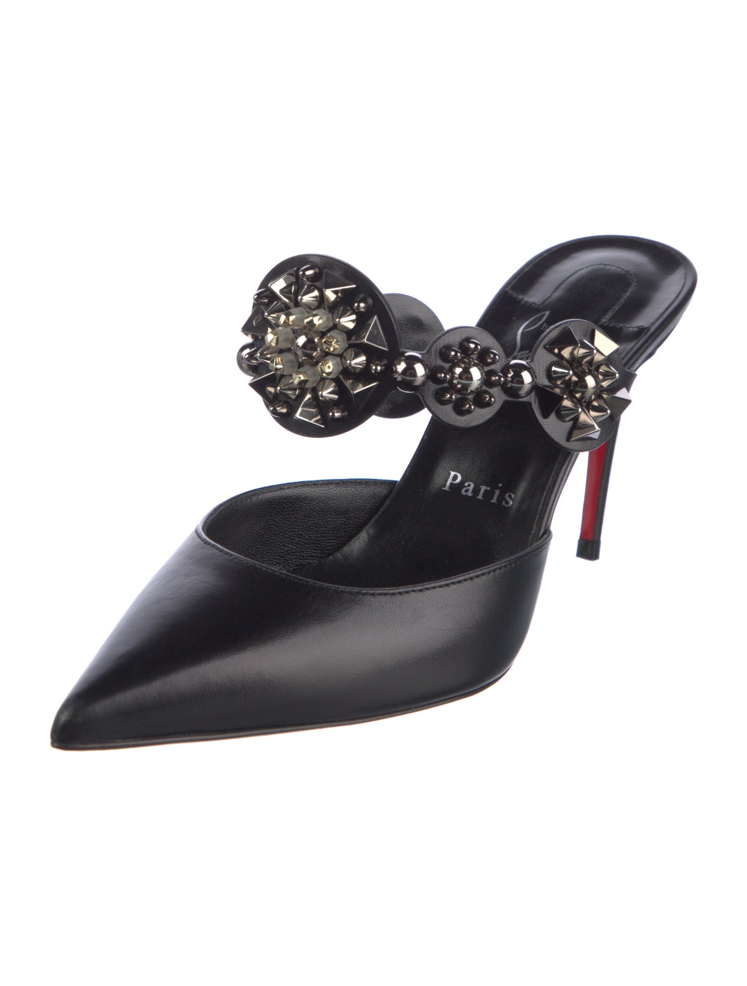 Christian Louboutin Spike Accents Leather Mules
