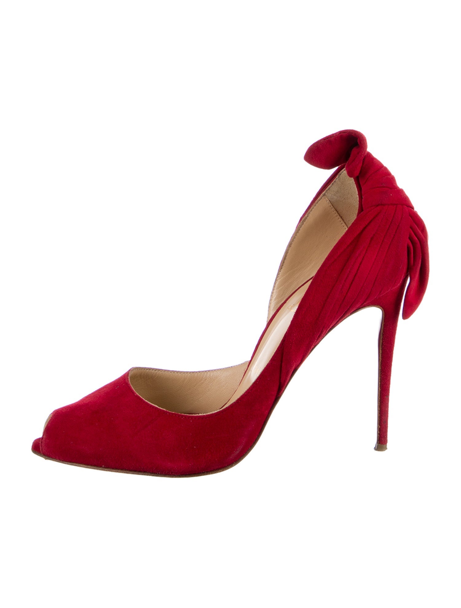 Christian Louboutin Suede Pleated Accents D'Orsay Pumps