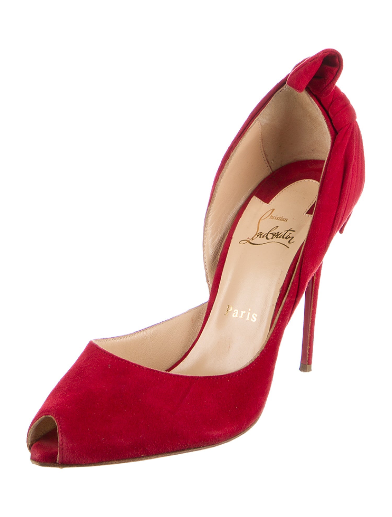 Christian Louboutin Suede Pleated Accents D'Orsay Pumps
