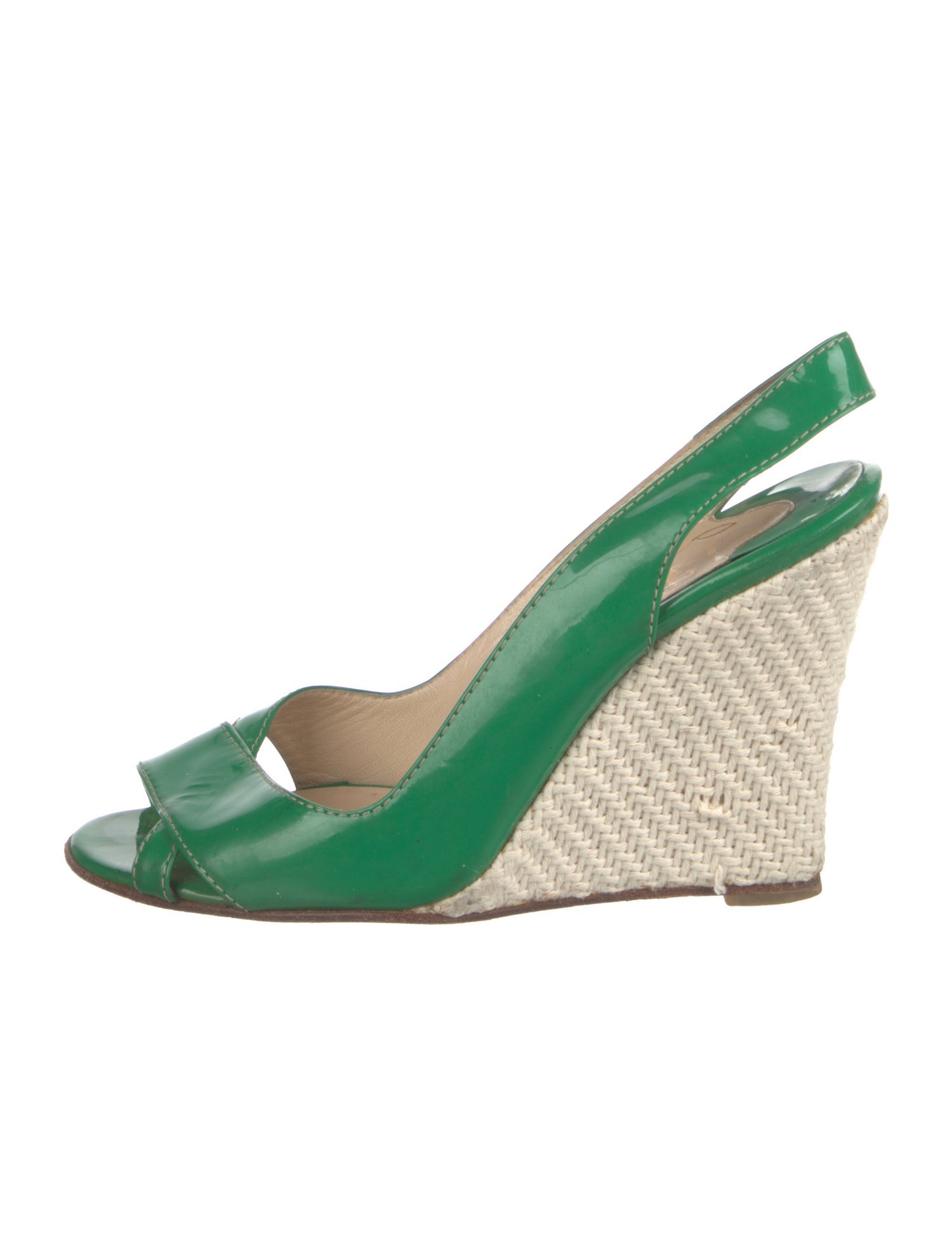 Christian Louboutin Patent Leather Colorblock Pattern Slingback Pumps