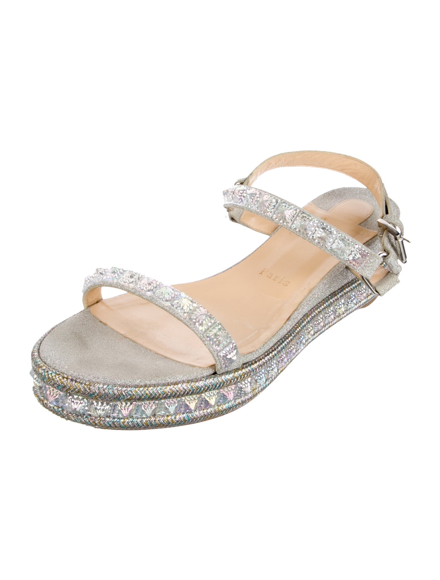 Christian Louboutin Glitter Studded Accents Mules