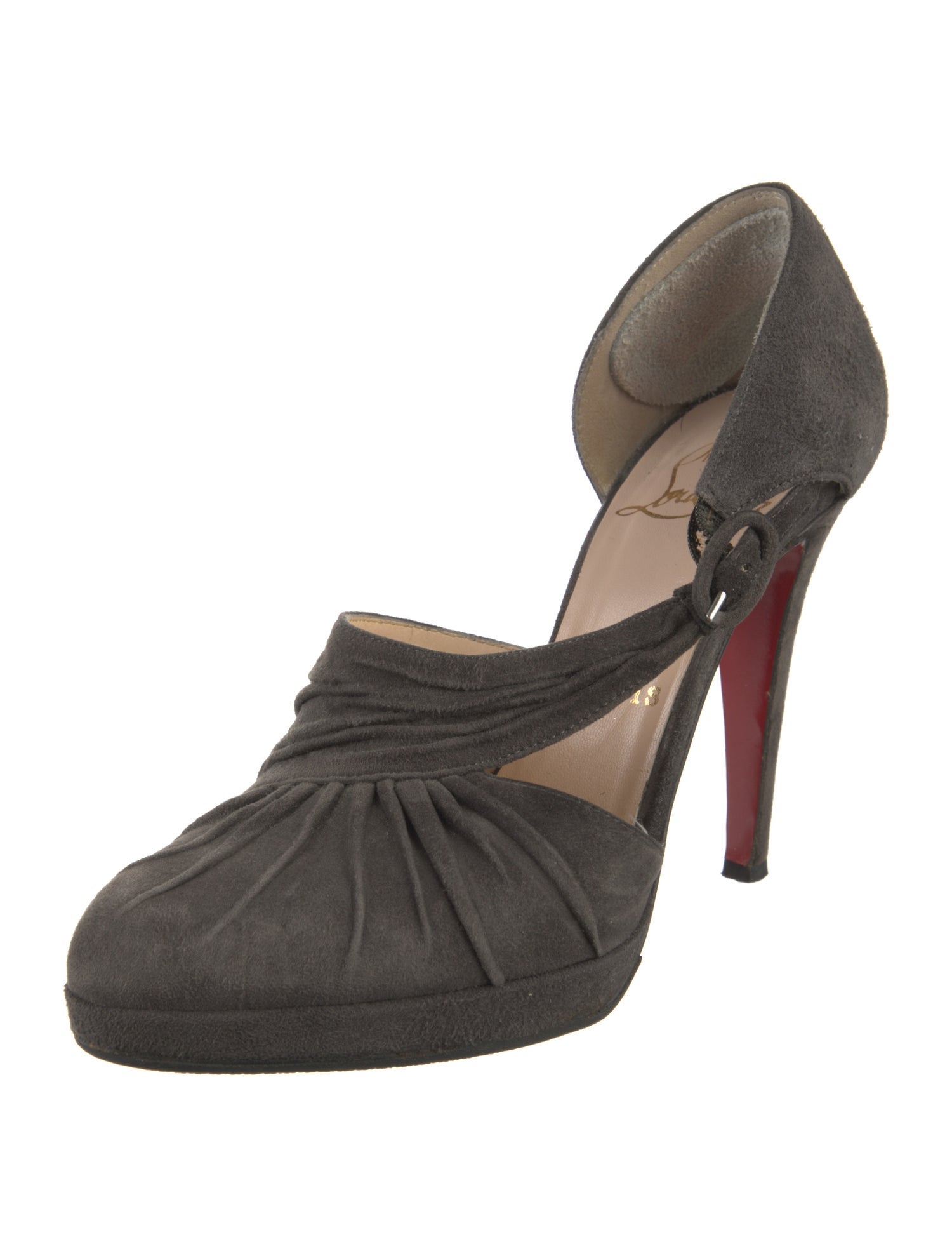 Christian Louboutin Suede Pleated Accents D'Orsay Pumps