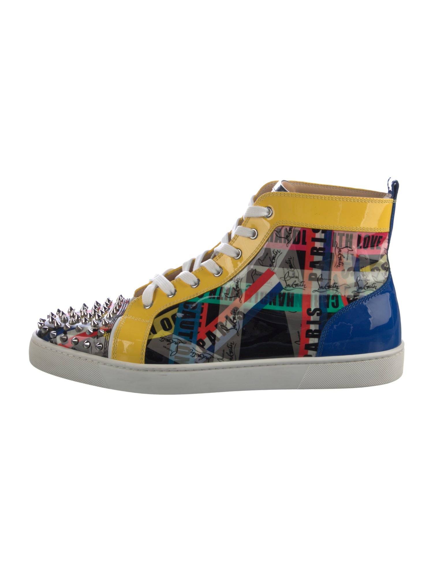 Christian Louboutin Spike Accents Patent Leather Sneakers