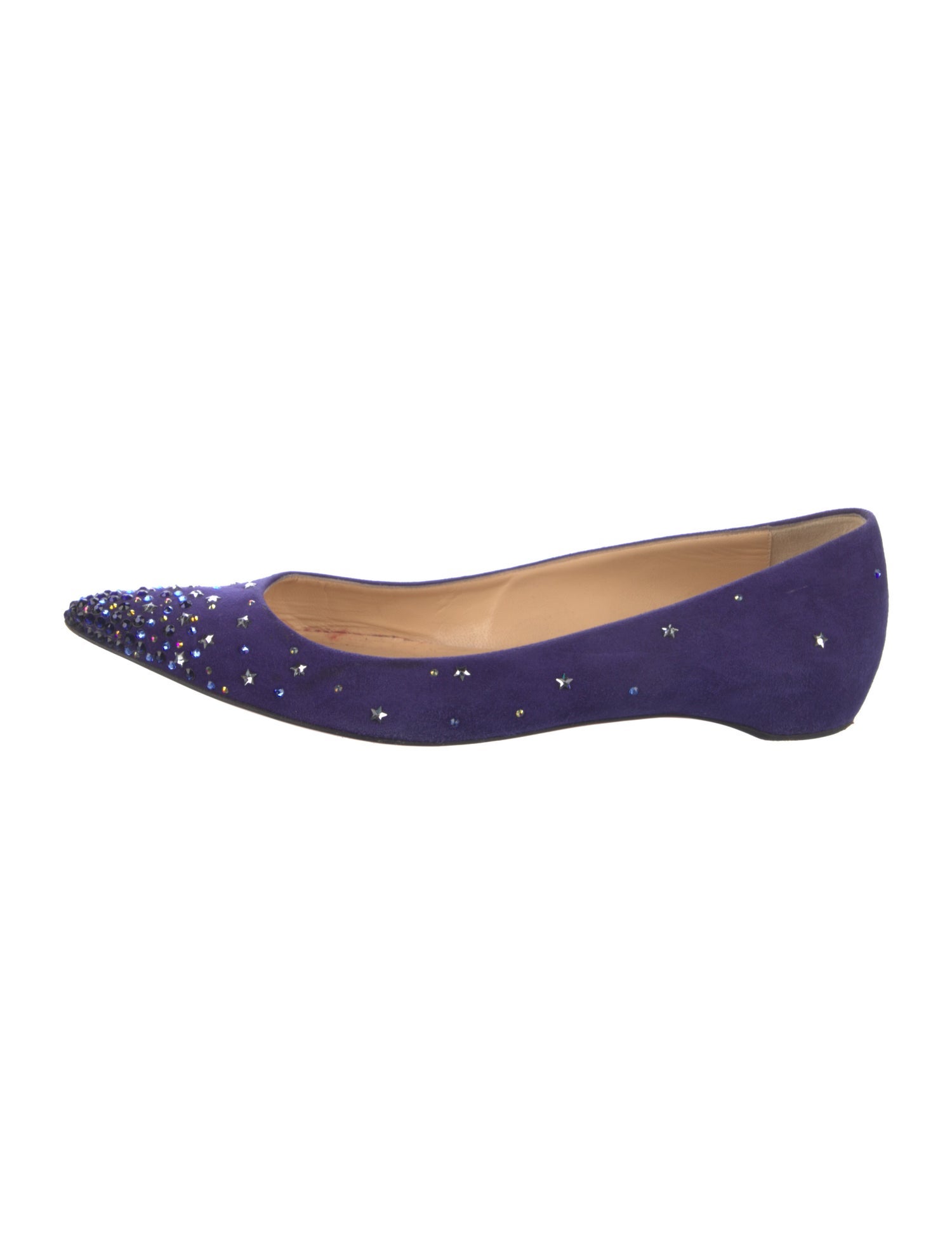 Christian Louboutin Suede Crystal Embellishments Ballet Flats