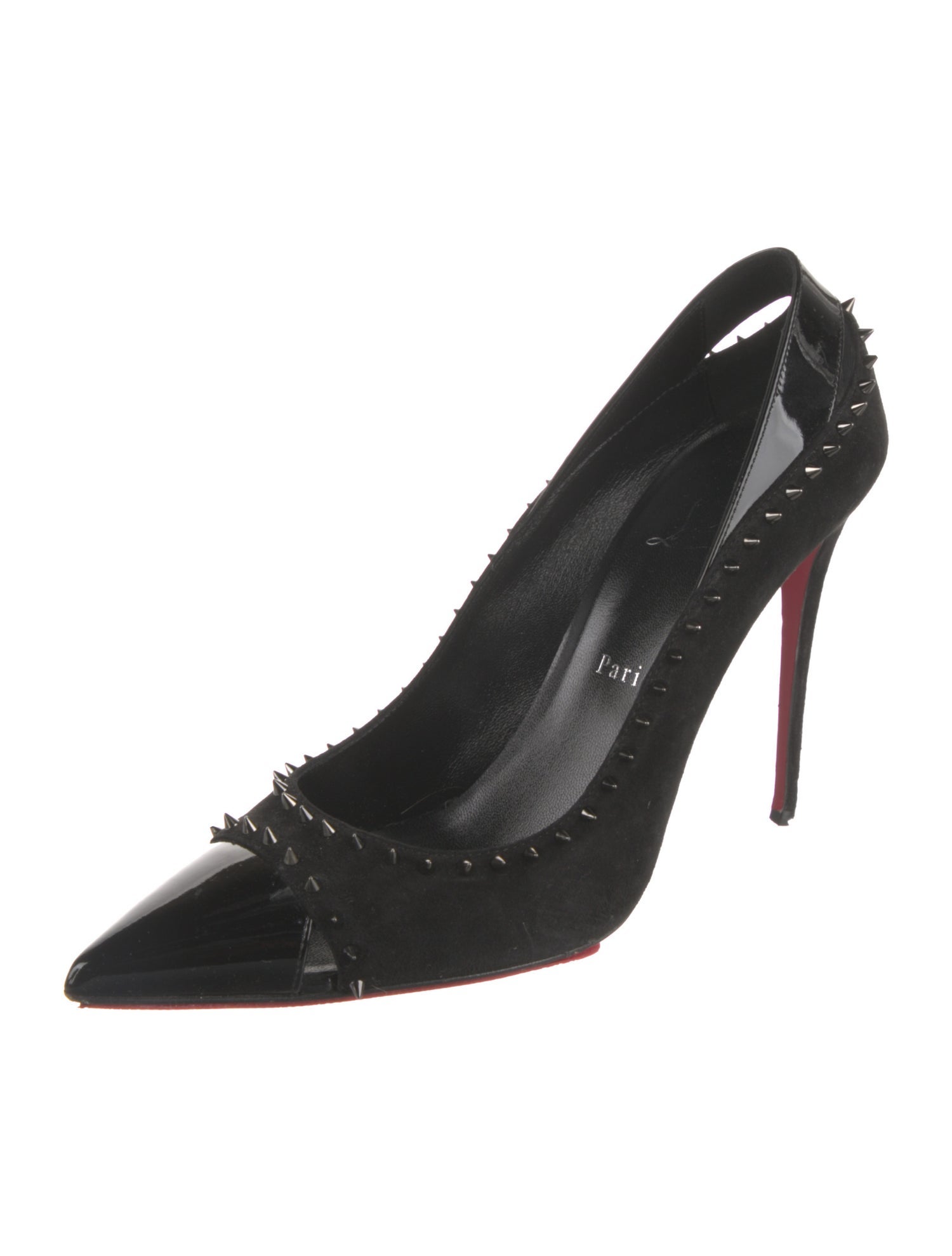 Christian Louboutin Spike Accents Suede Pumps