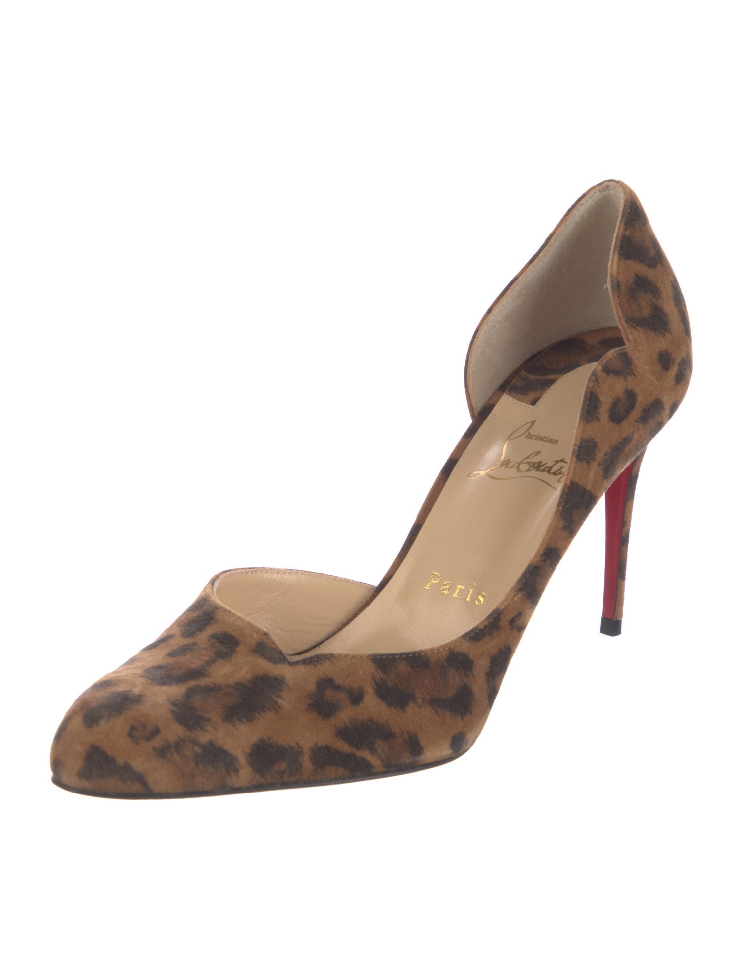 Christian Louboutin Suede Animal Print D'Orsay Pumps