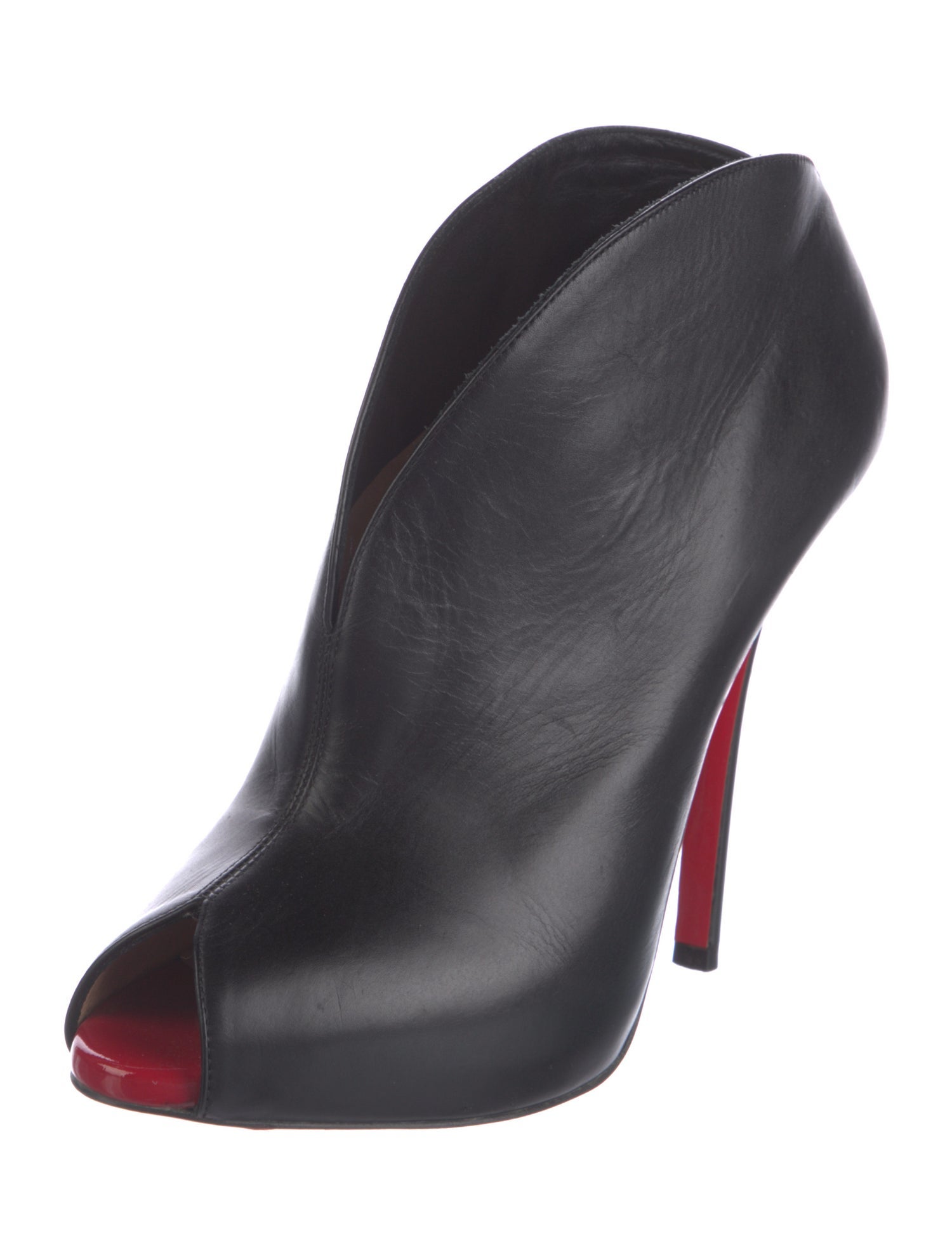 Christian Louboutin Christian Louboutin "Deepik" Peep-Toe Booties Leather Mules