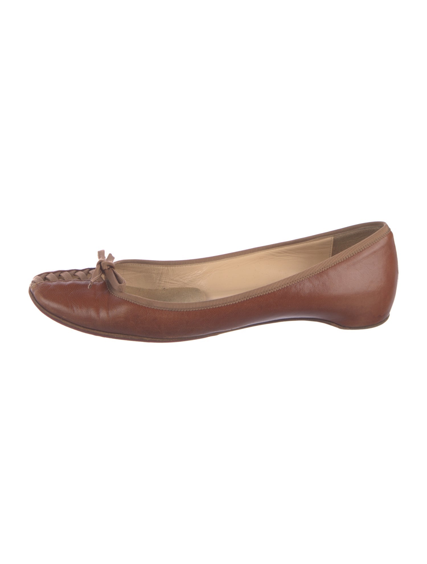 Christian Louboutin Leather Bow Accents Ballet Flats