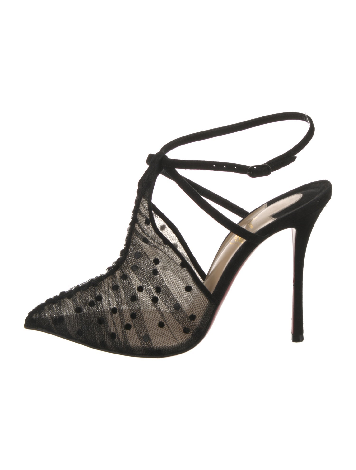 Christian Louboutin Mesh Polka Dot Print T-Strap Pumps