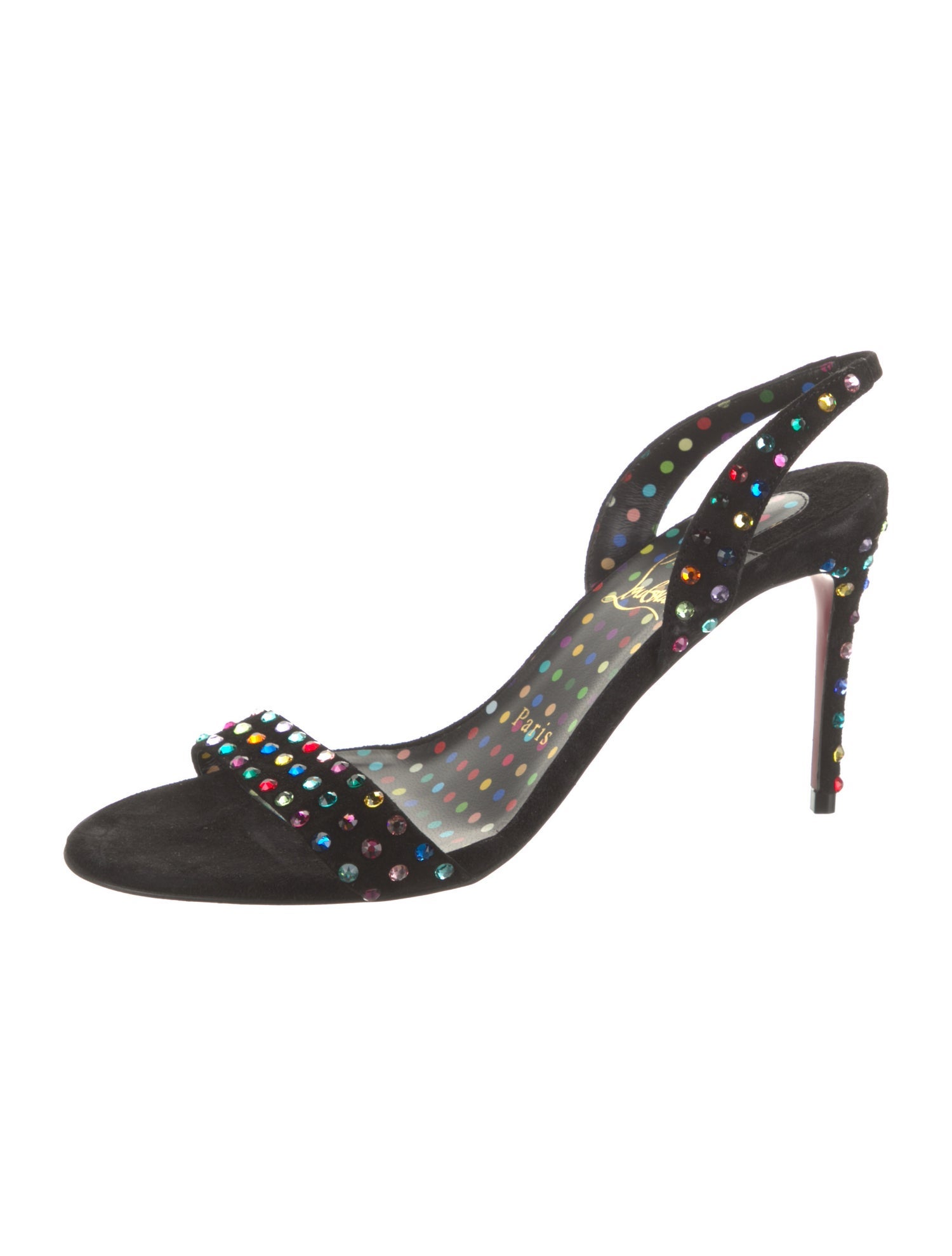 Christian Louboutin Suede Floral Print Slingback Sandals