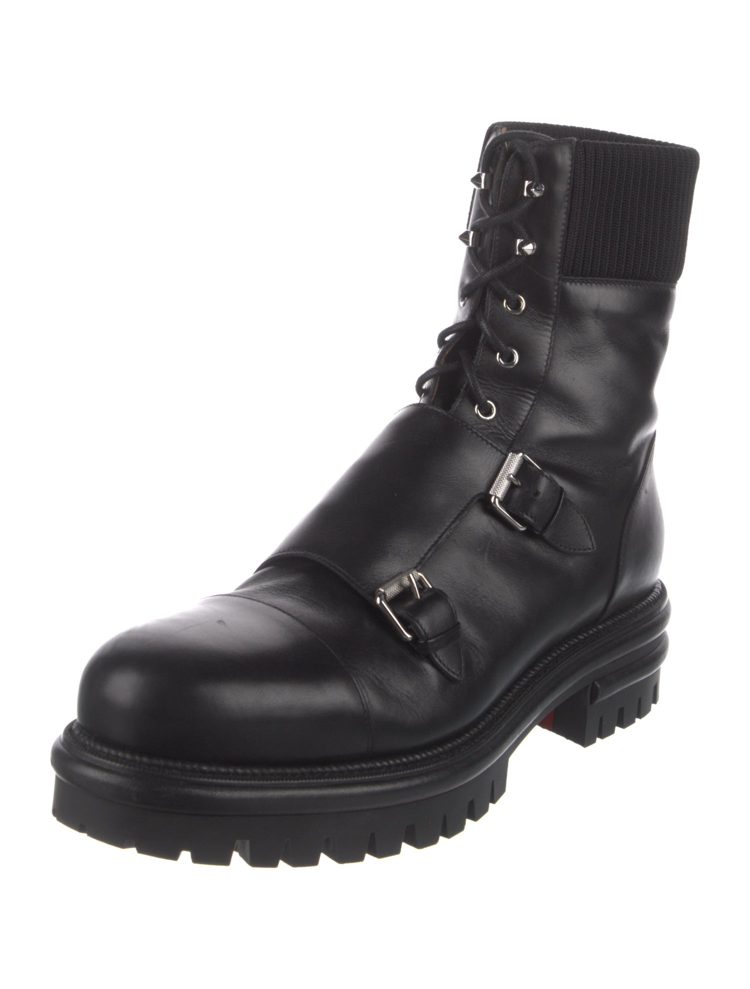 Christian Louboutin Yetito Spike Accents Combat Boots