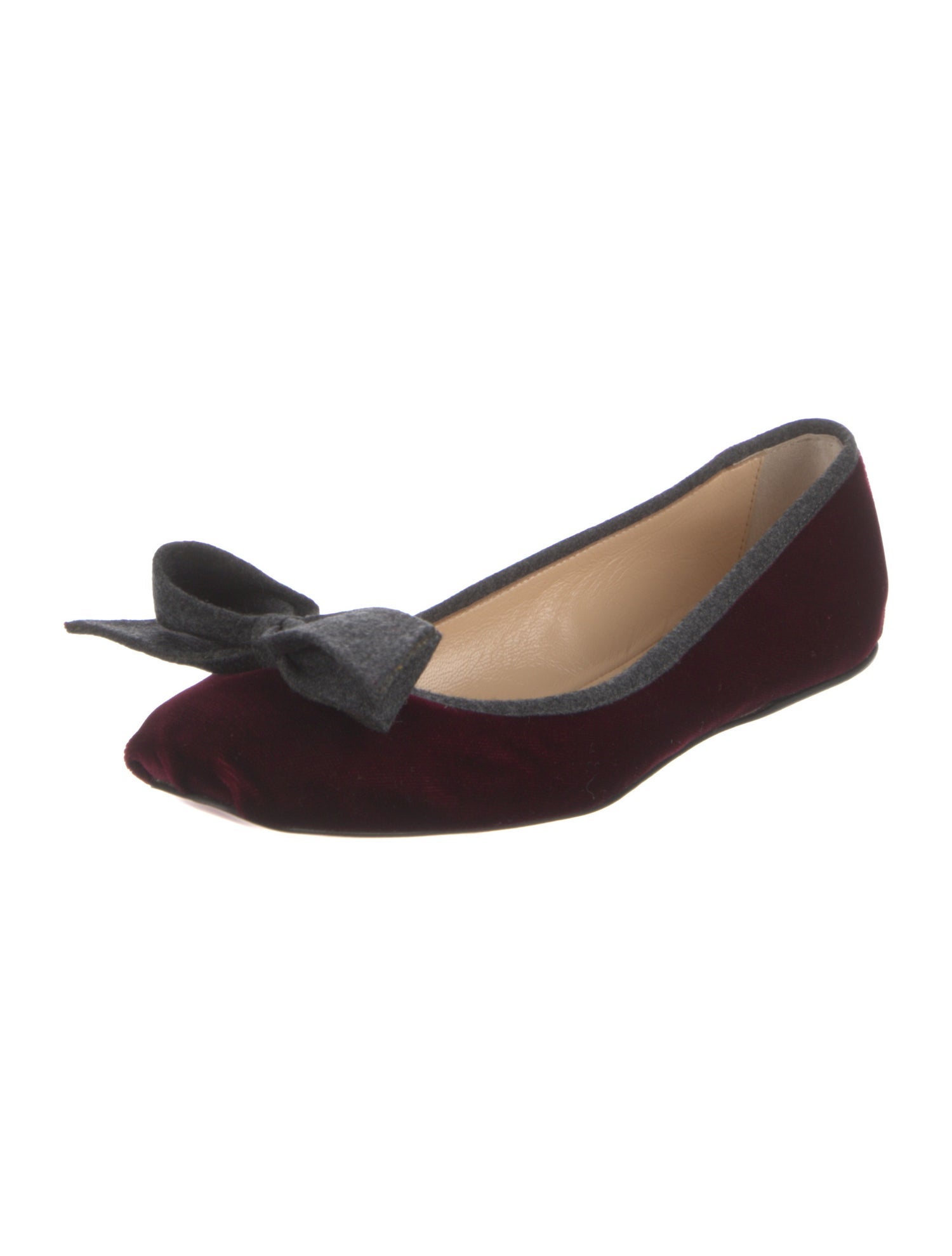 Christian Louboutin Velvet Bow Accents Ballet Flats