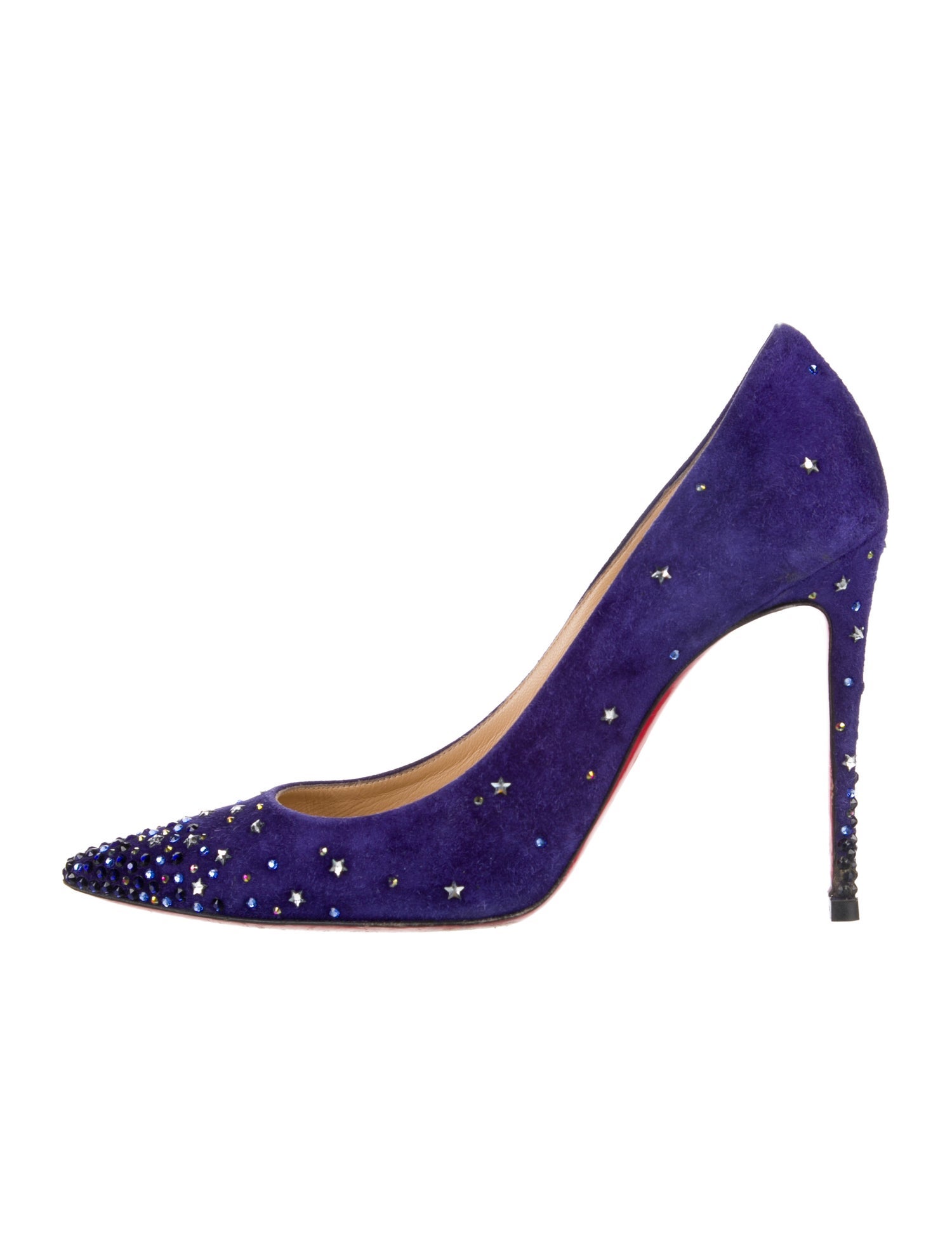 Christian Louboutin Suede Crystal Embellishments Pumps