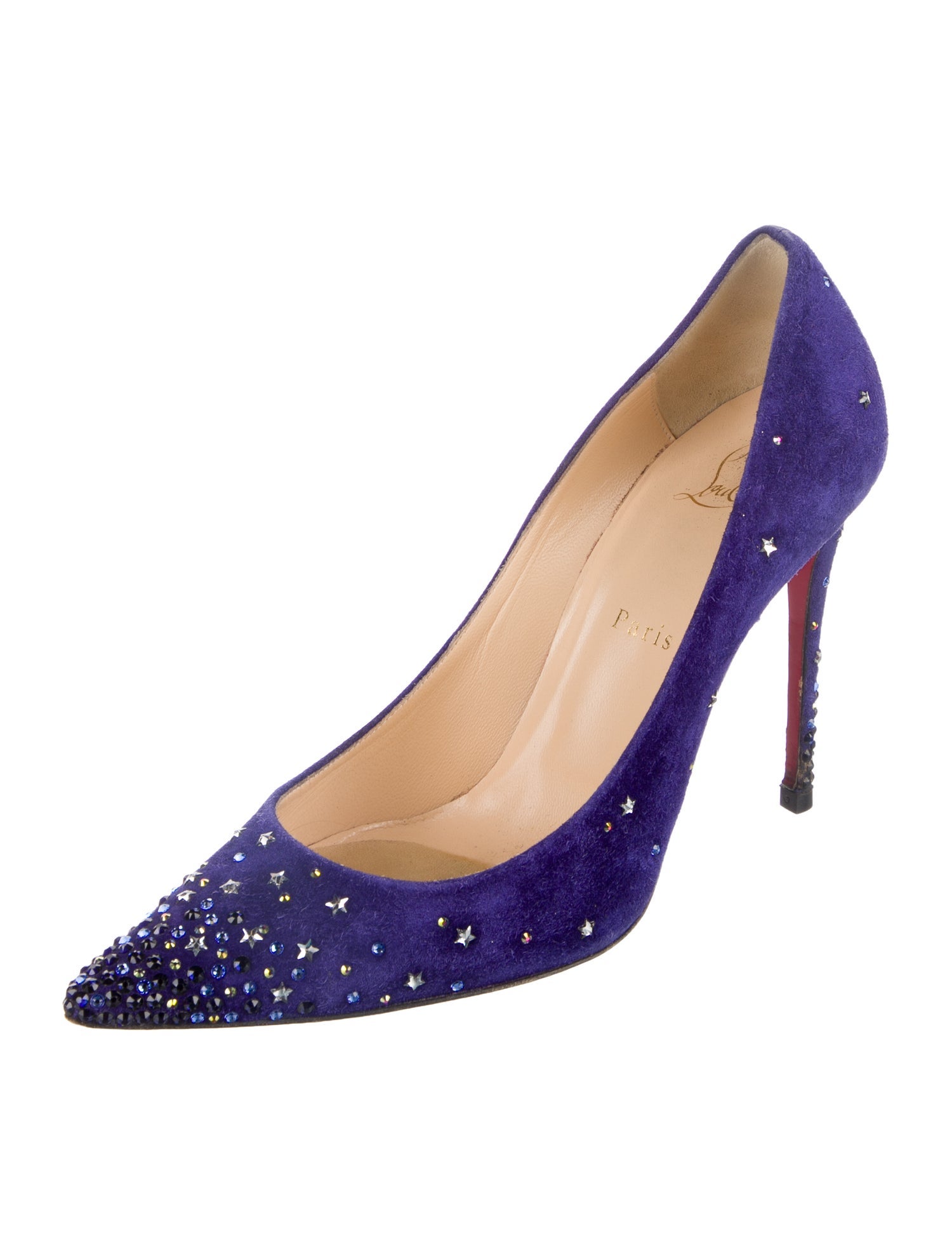 Christian Louboutin Suede Crystal Embellishments Pumps