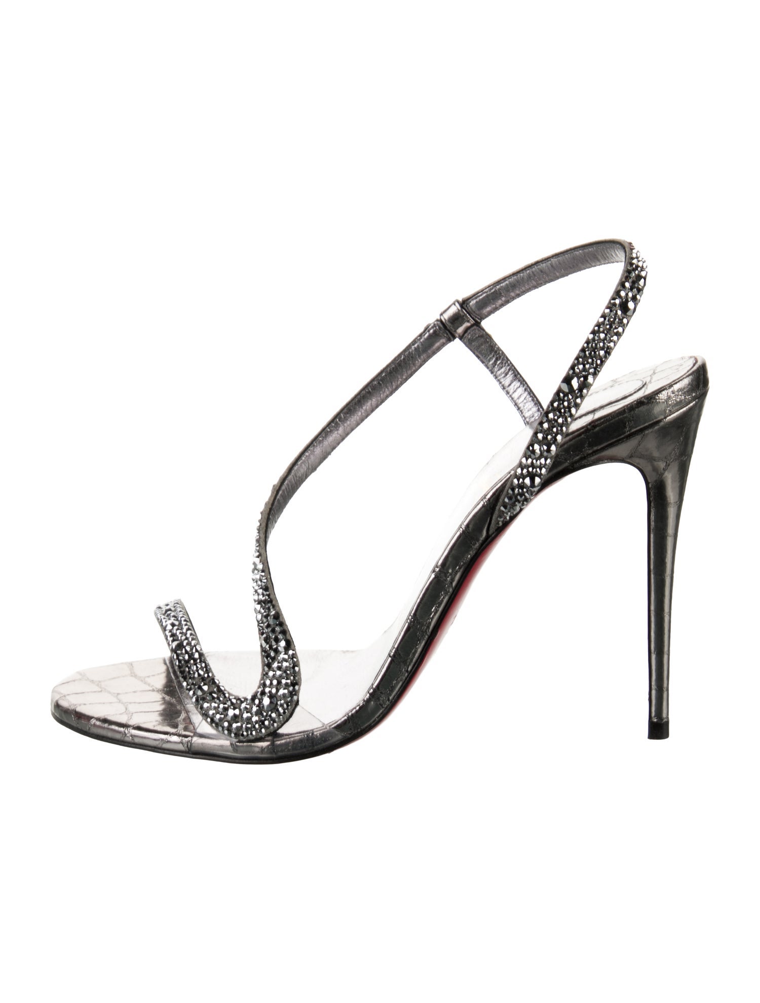 Christian Louboutin Leather Crystal Embellishments Sandals