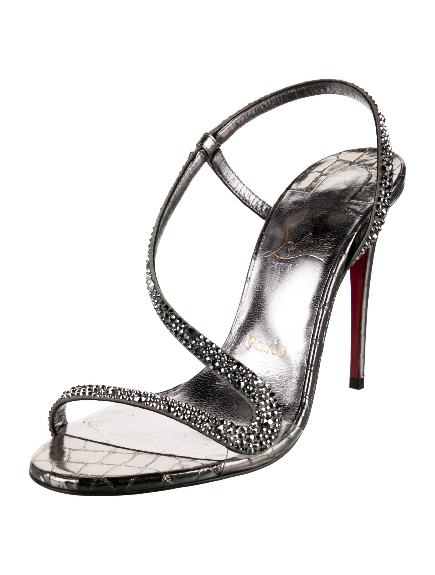 Christian Louboutin Leather Crystal Embellishments Sandals