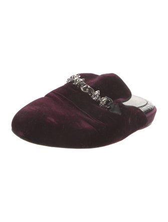 Christian Louboutin Spike Accents Velvet Slippers