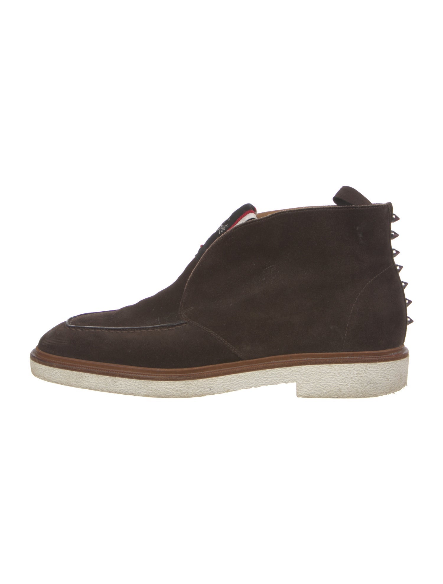 Christian Louboutin Spike Accents Suede Lace-Up Boots