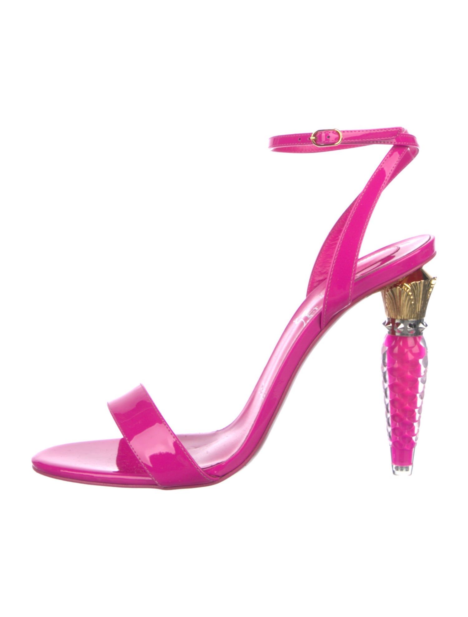 Christian Louboutin Patent Leather Studded Accents Sandals