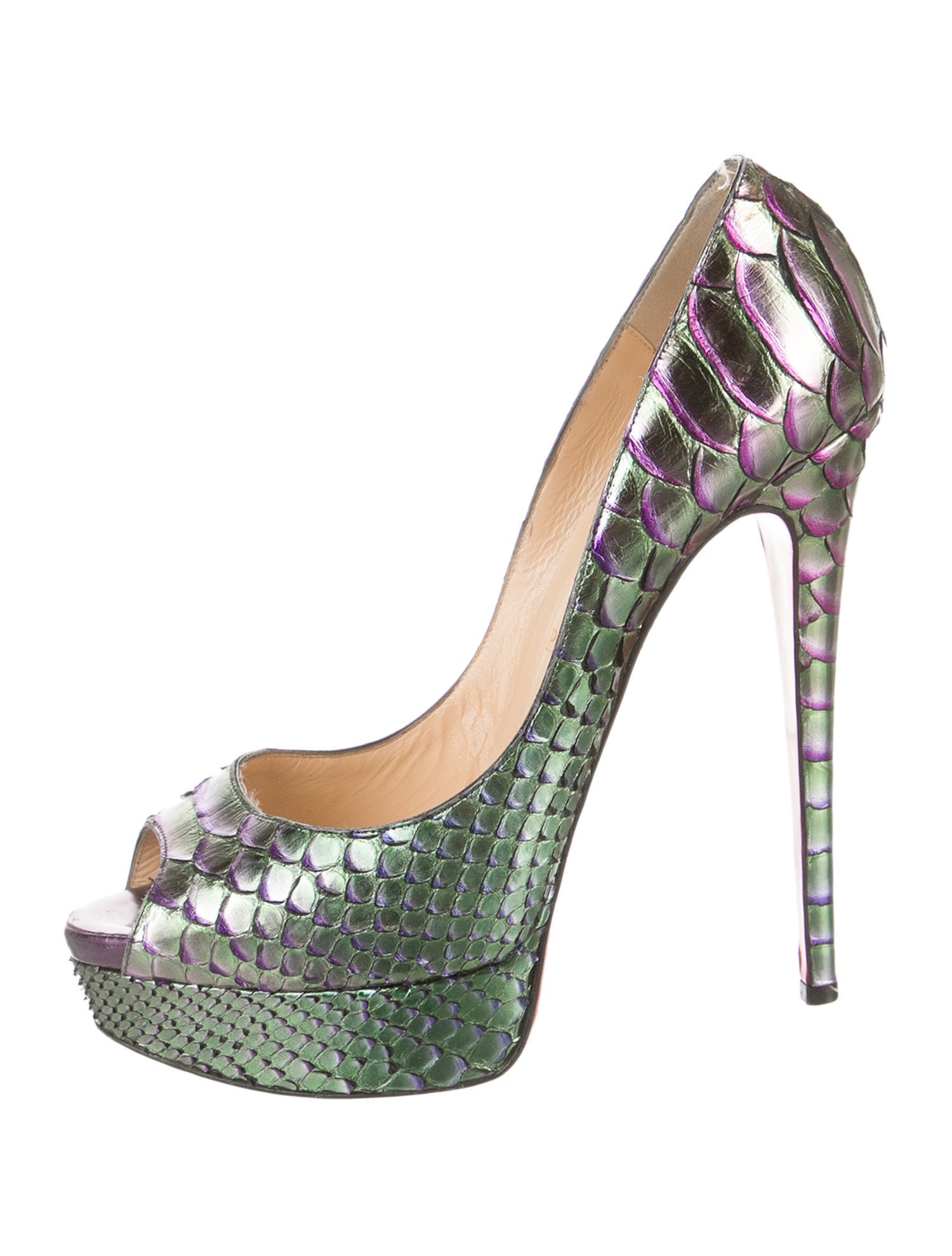 Christian Louboutin Python Lady Peep 150 Python Pumps