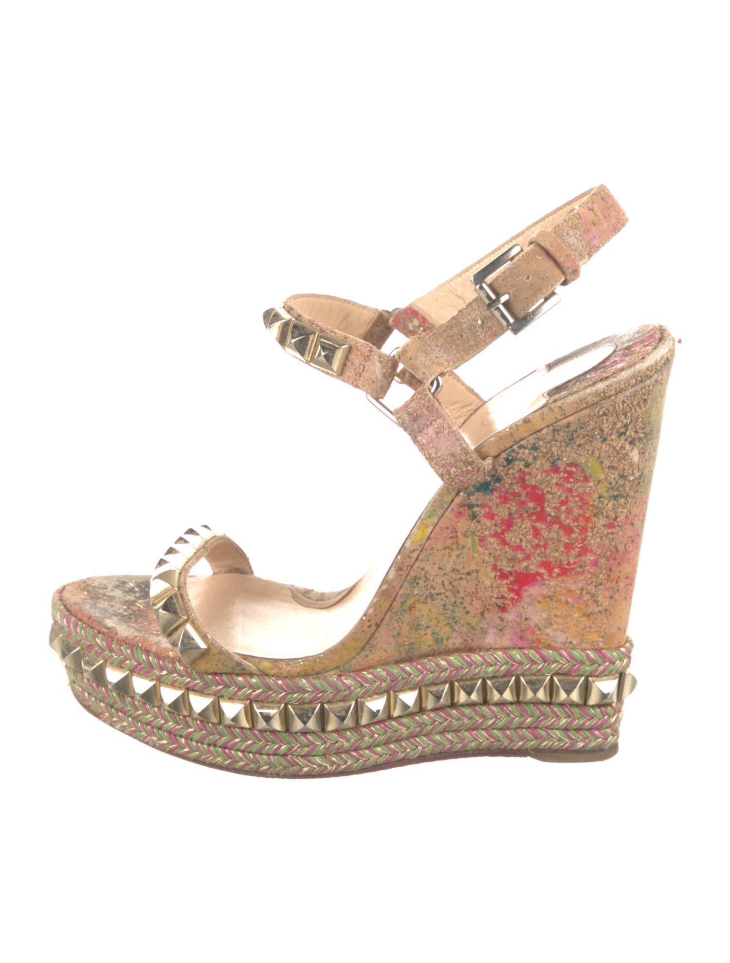 Christian Louboutin Printed Studded Accents Espadrilles