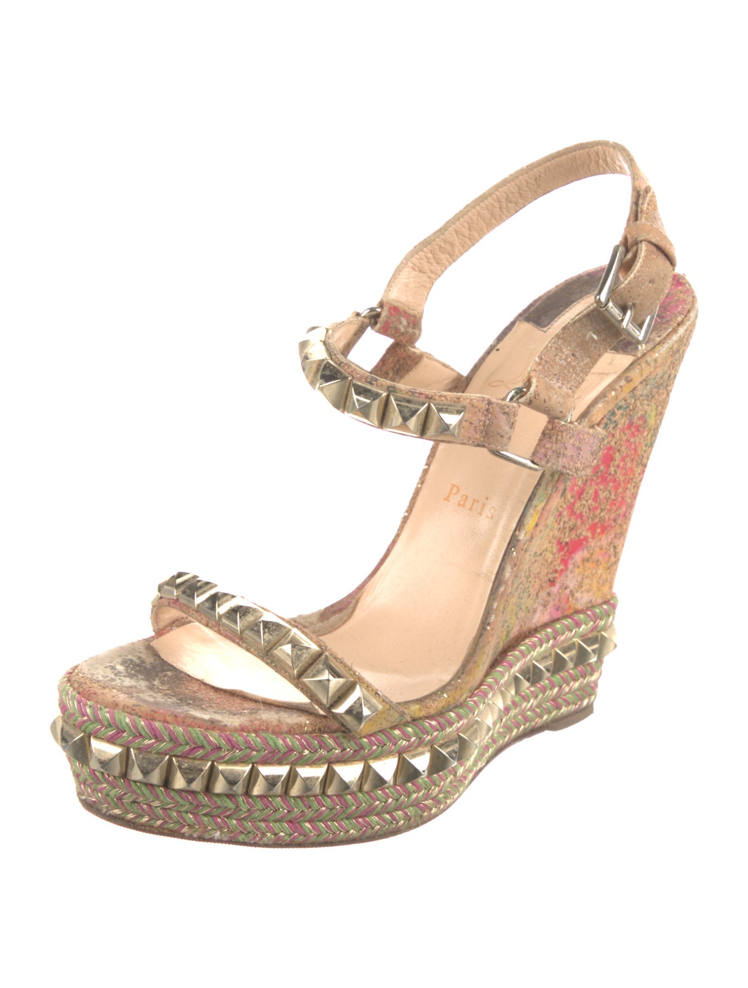 Christian Louboutin Printed Studded Accents Espadrilles