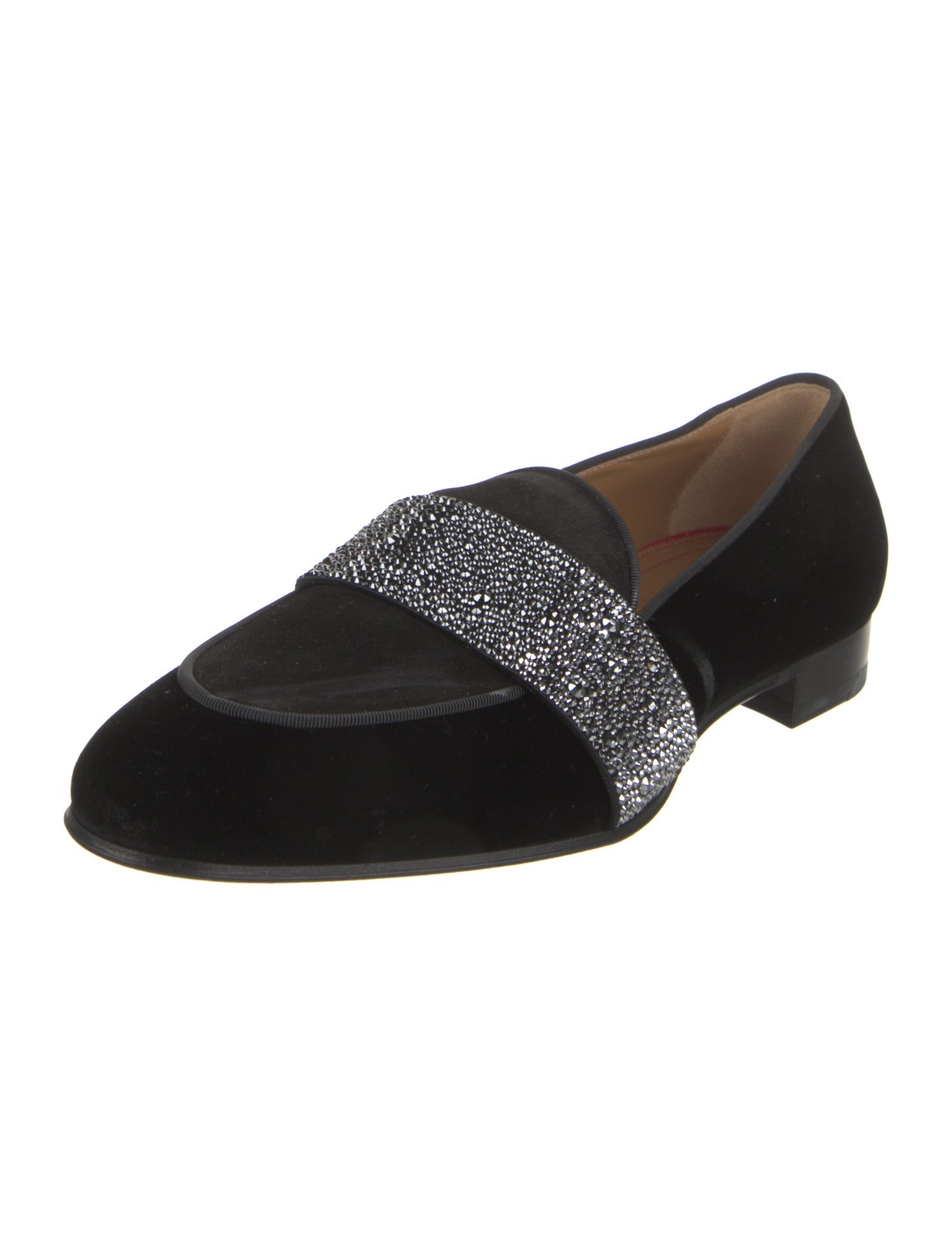 Christian Louboutin Velvet Glitter Accents Loafers