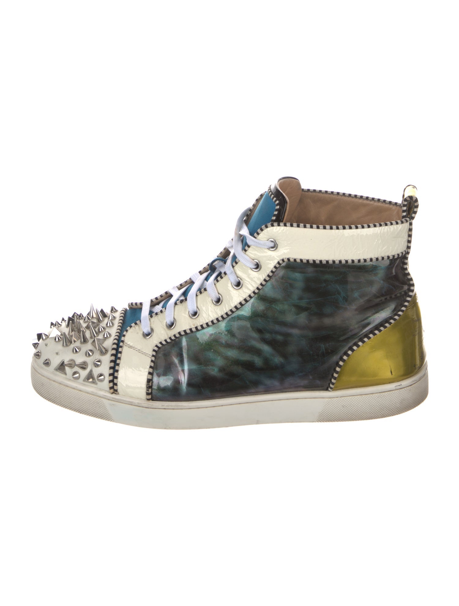 Christian Louboutin Spike Accents Patent Leather Sneakers